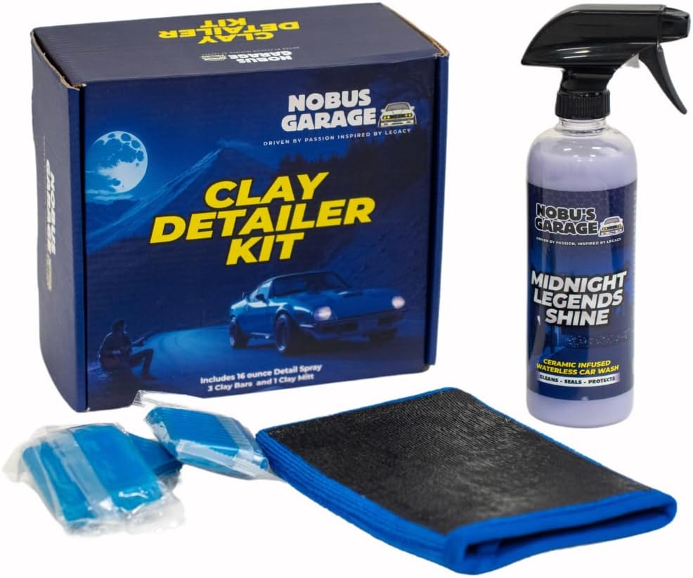 Nobus Garage Car Detailing Spray with Clay Bar and Clay Mitt, Ceramic Infused Waterless Auto Detail Supplies, Surface and Paint Safe Cleaner for a Streak-Free Shine · v2