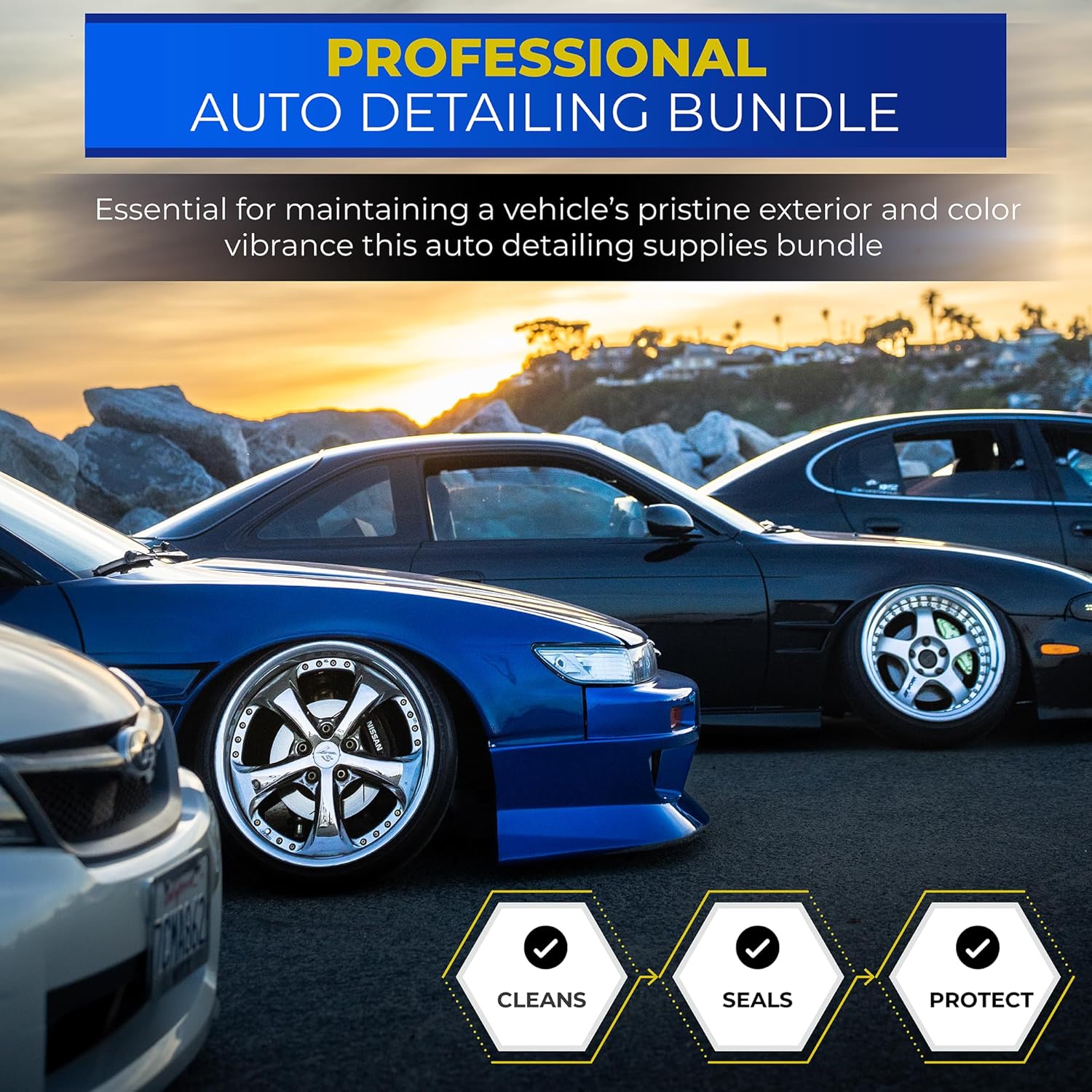 Nobus Garage Car Detailing Spray with Clay Bar and Clay Mitt, Ceramic Infused Waterless Auto Detail Supplies, Surface and Paint Safe Cleaner for a Streak-Free Shine · v2