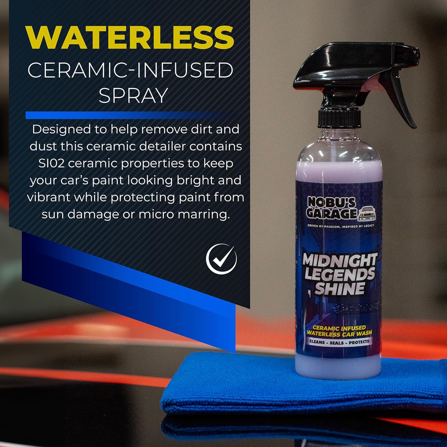Nobus Garage Car Detailing Spray with Clay Bar and Clay Mitt, Ceramic Infused Waterless Auto Detail Supplies, Surface and Paint Safe Cleaner for a Streak-Free Shine · v2