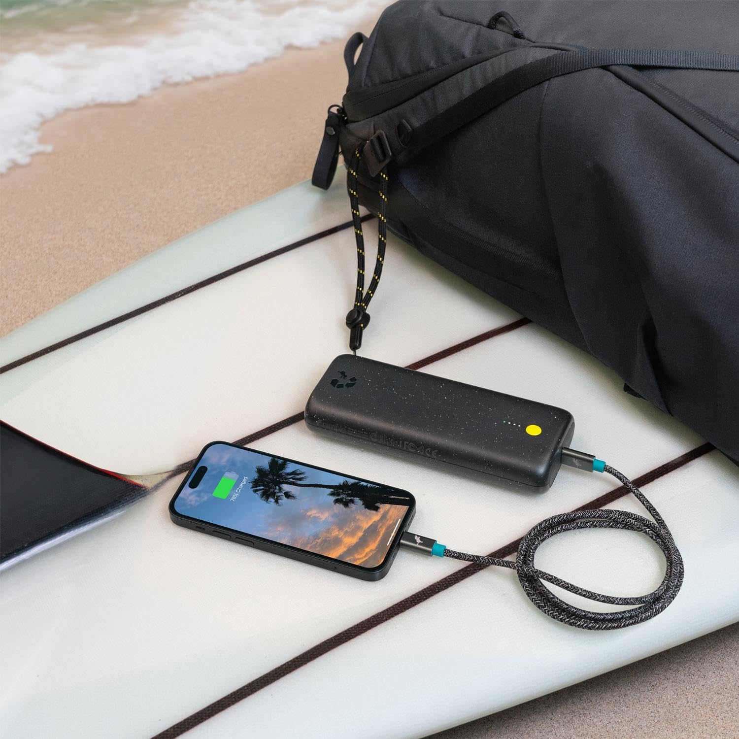 Chargeur portable double USB-C Nimble Champ Pro 20 K, 65 W, DP QC 4.0. Batterie externe USB-C à chargement rapide compatible avec les MacBook, les ordinateurs portables, les iPad, les iPhone, Android et plus encore (Midnight Black)