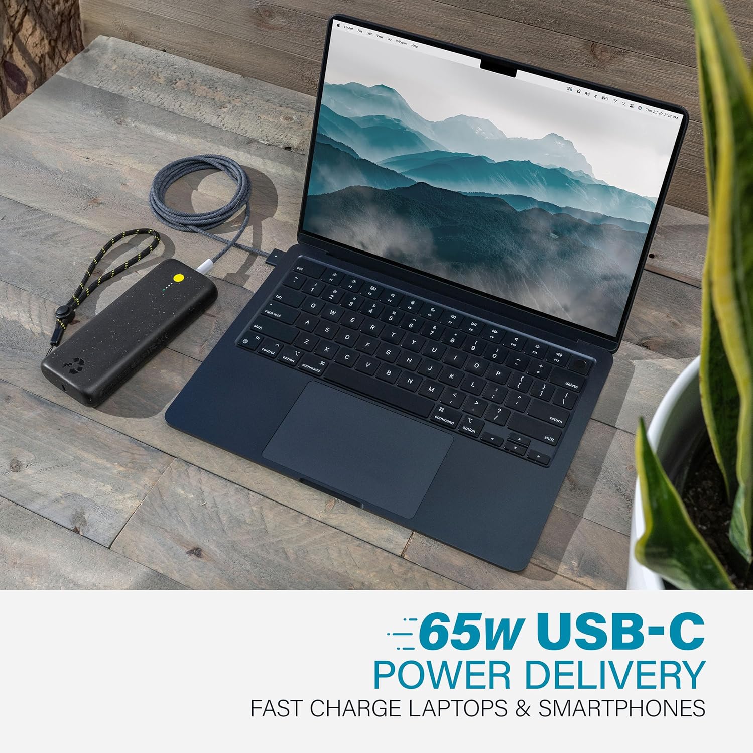 Chargeur portable double USB-C Nimble Champ Pro 20 K, 65 W, DP QC 4.0. Batterie externe USB-C à chargement rapide compatible avec les MacBook, les ordinateurs portables, les iPad, les iPhone, Android et plus encore (Midnight Black)