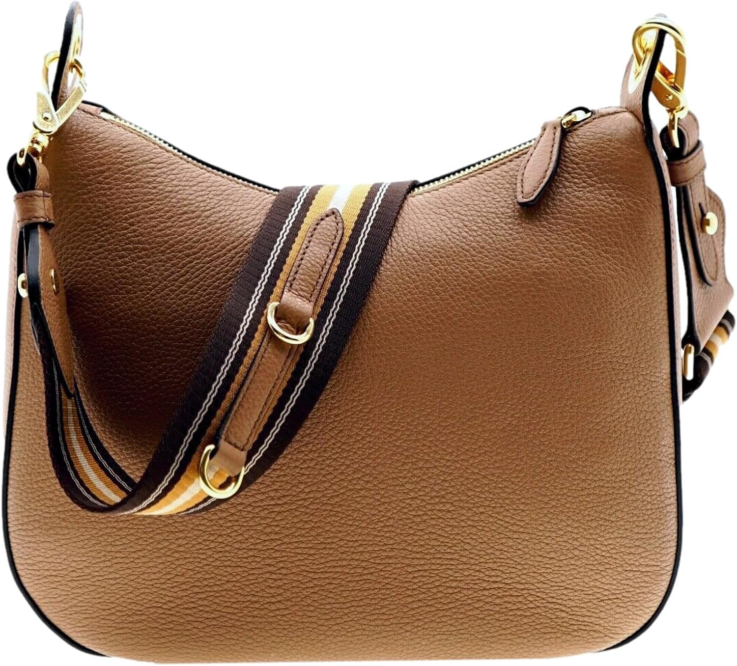 Prada Womens Tan Leather Medium Web Stripe Strap Crossbody Bag 1BC166 · v5