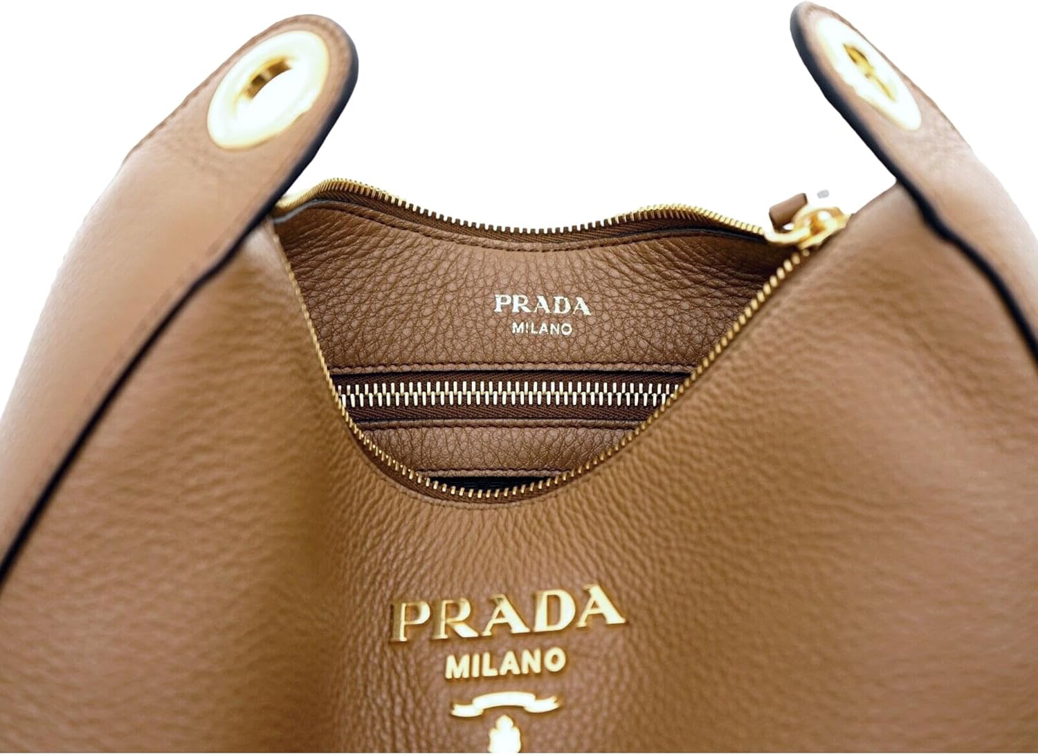 Prada Womens Tan Leather Medium Web Stripe Strap Crossbody Bag 1BC166 · v5