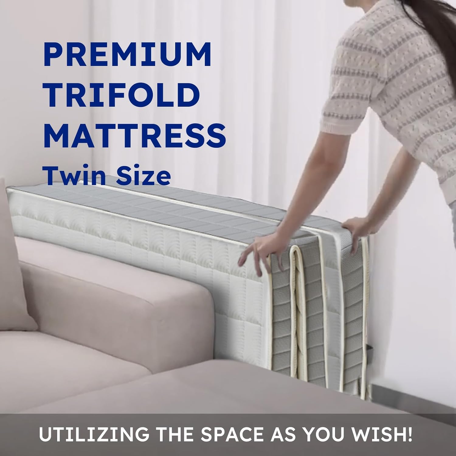VA4 Z Cube Mattress, 5 Inch Premium Folding Bed Floor Mattress Bestsleep in A Box Trifold Two-Sided Foldable Plush Top Firm Bottom Edge Support Euro Top High Density Memory Foam (Twin) · v2