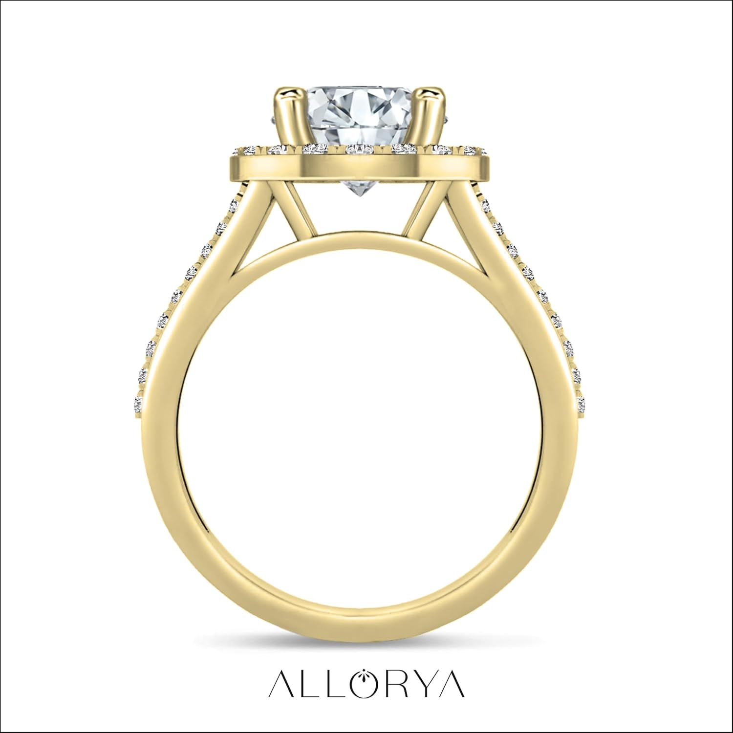 แหวนครบรอบแต่งงานทองคำแท้ 14K ทรง Split Shank Halo สำหรับผู้หญิง ได้รับการรับรองจาก IGI พร้อมเพชรสีขาวบริสุทธิ์ 2.52 กะรัต ทรงกลม (2.00 กะรัตตรงกลาง) ด้านข้าง (0.52 กะรัต) ผลิตจากห้องปฏิบัติการ