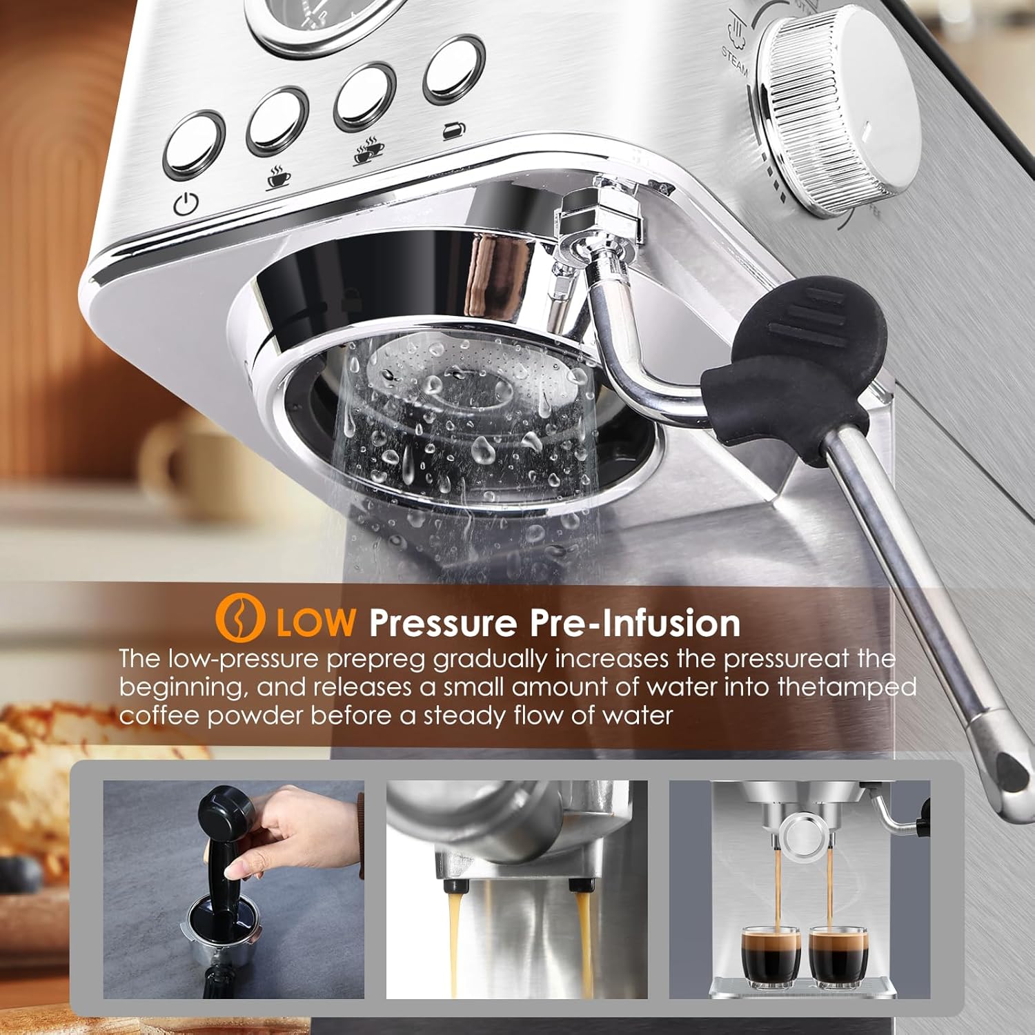 Sparkfire Espresso Machine Coffee Makers 20 Bar,Stainless Steel Espresso Machine with Milk Frother/Steam Wand for Espresso, Latte and Cappuccino · v2