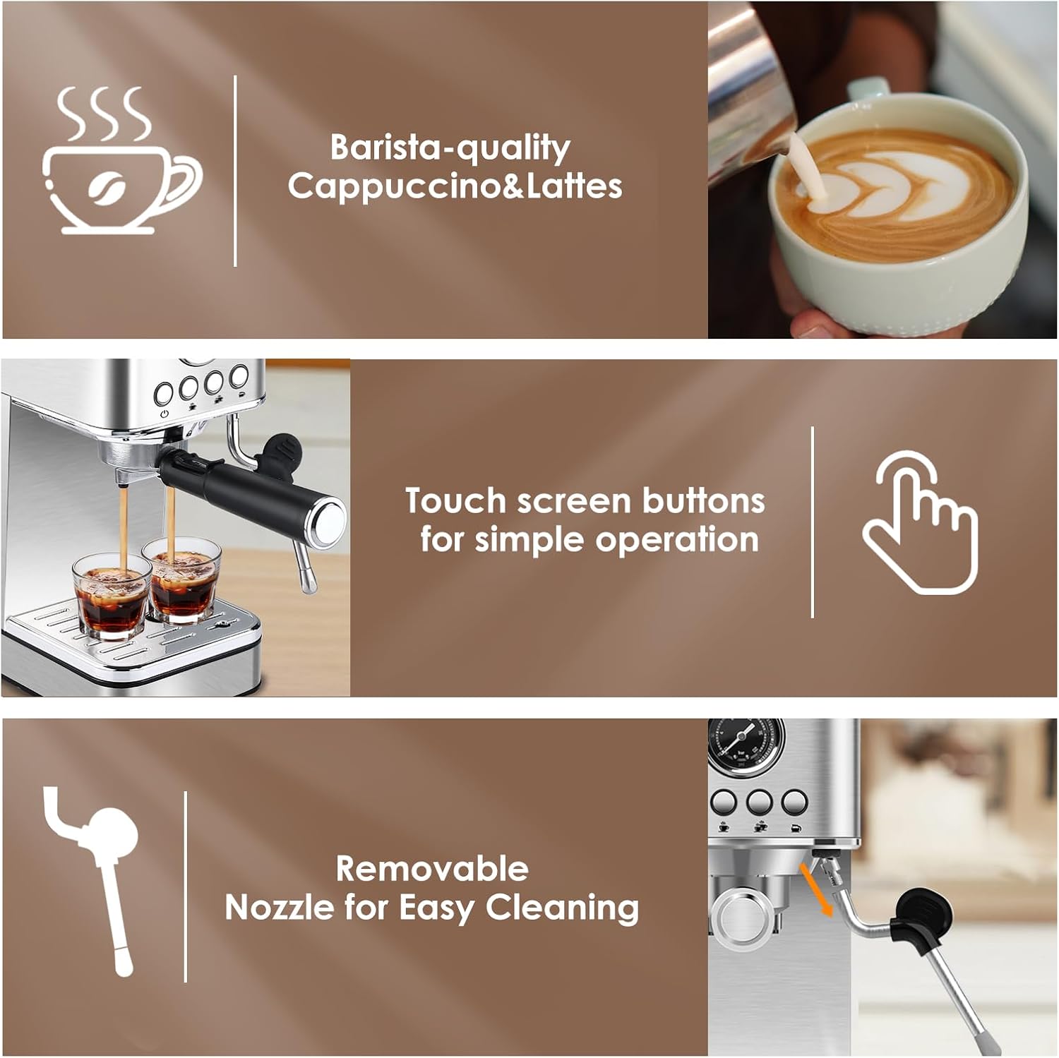 Sparkfire Espresso Machine Coffee Makers 20 Bar,Stainless Steel Espresso Machine with Milk Frother/Steam Wand for Espresso, Latte and Cappuccino · v2