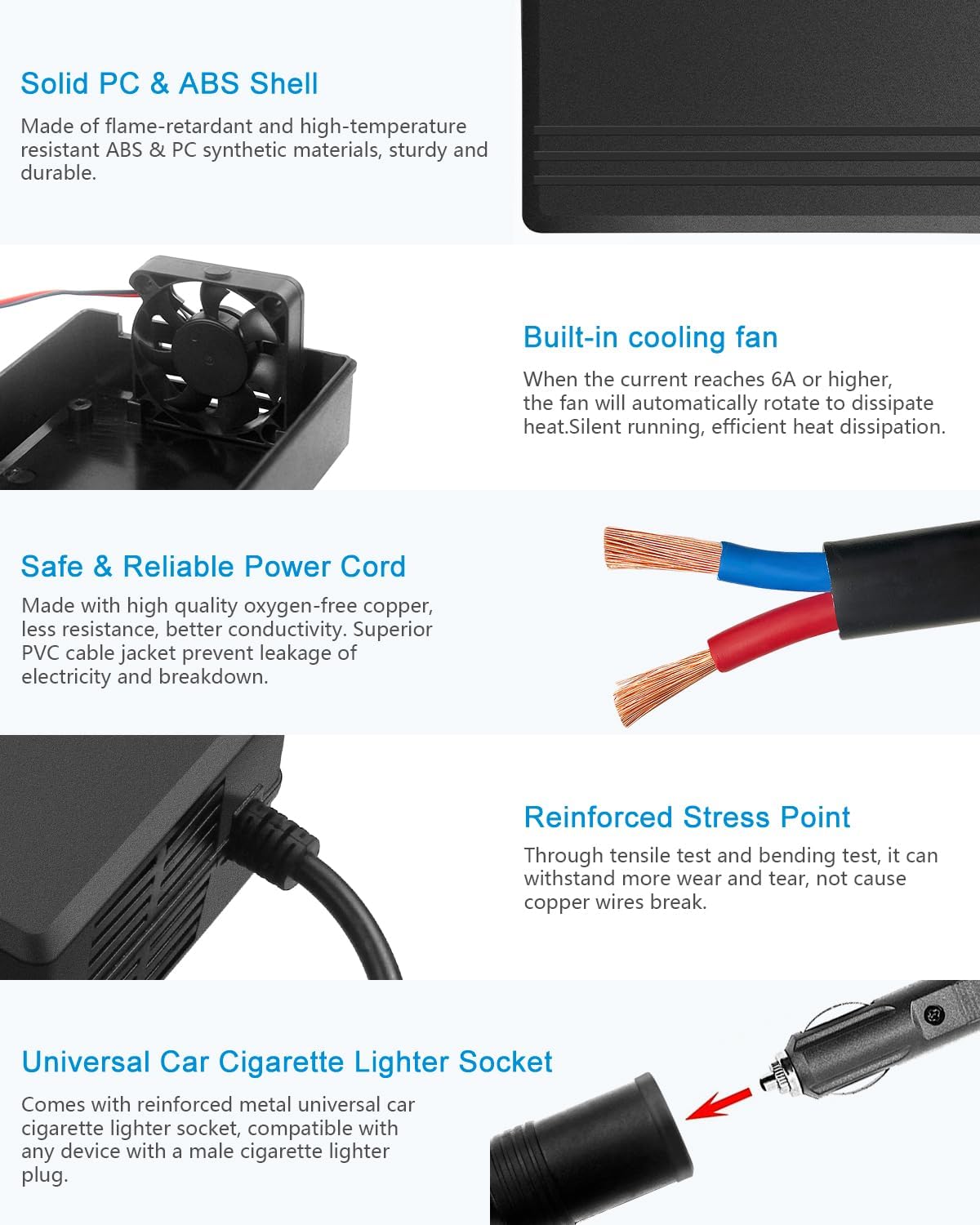 ALITOVE AC to DC Converter 13A 156W Max 120V 110V to 12V Converter AC/DC Adapter Power Supply with Car Cigarette Lighter Socket for Car Refrigerator Tire Inflator Vacuum Cleaner Washer Air Compressor · v6