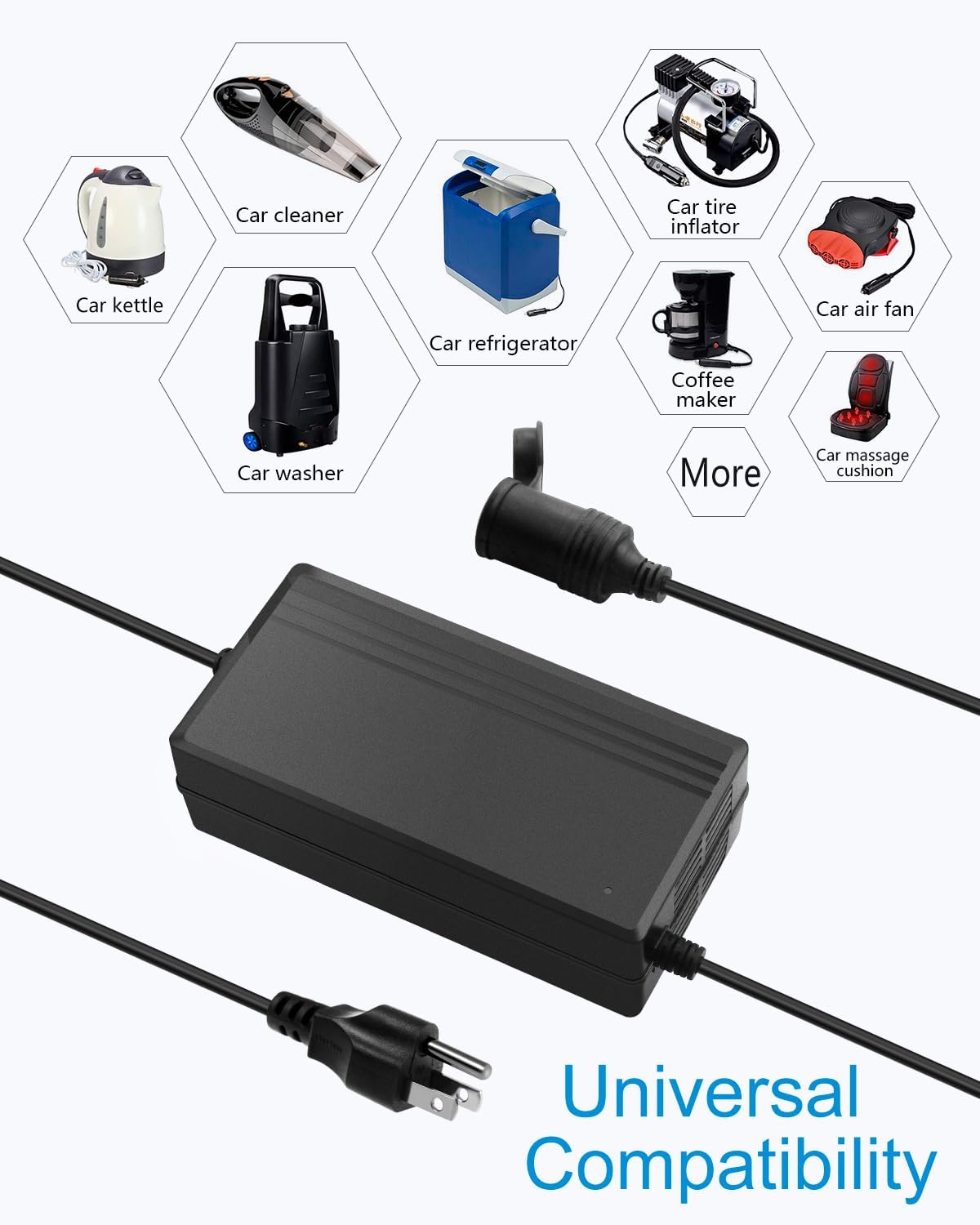 ALITOVE AC to DC Converter 13A 156W Max 120V 110V to 12V Converter AC/DC Adapter Power Supply with Car Cigarette Lighter Socket for Car Refrigerator Tire Inflator Vacuum Cleaner Washer Air Compressor · v6