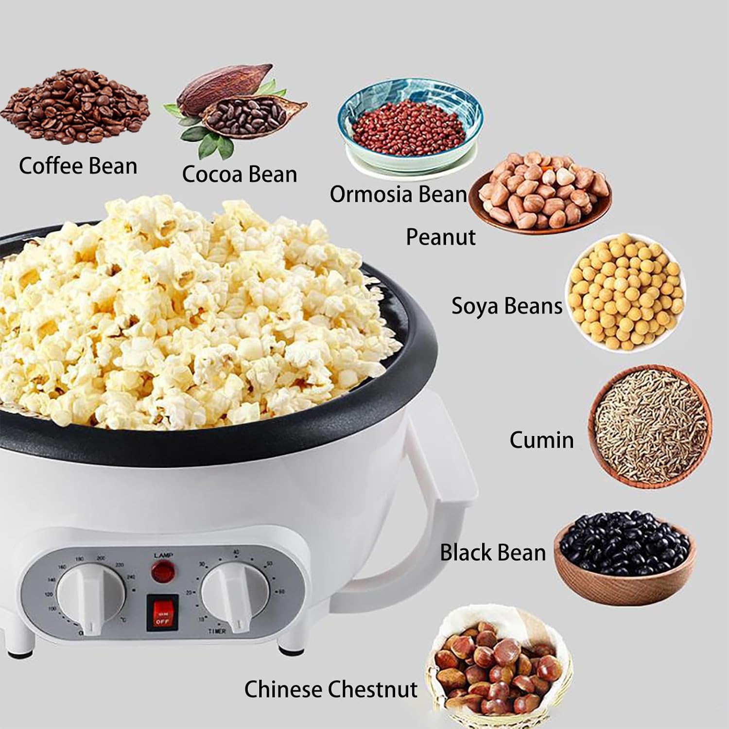 WINB Coffee Roaster Machine for Home Use, 110V Household Electric Coffee Bean Roaster with Timer Roasting Machine Peanut Bean Home Coffee Roaster · v8