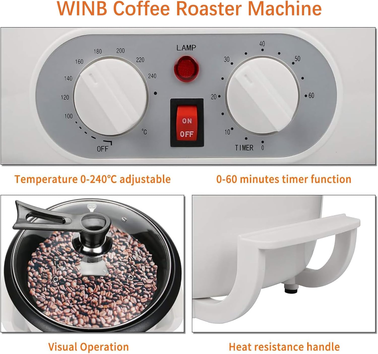 WINB Coffee Roaster Machine for Home Use, 110V Household Electric Coffee Bean Roaster with Timer Roasting Machine Peanut Bean Home Coffee Roaster · v8