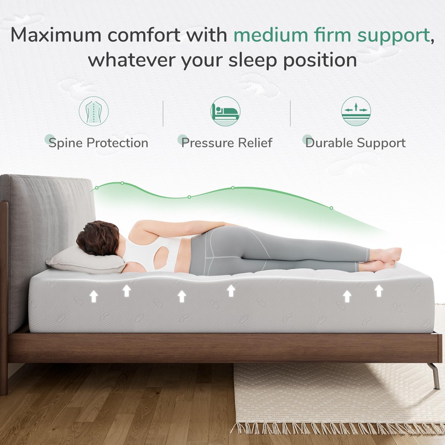 Colchón Novilla Queen, colchón queen size de espuma viscoelástica de 12 pulgadas con espuma cómoda para aliviar la presión, dormir fresco y fresco, funda de colchón extraíble y lavable, colchón de espuma viscoelástica Queen