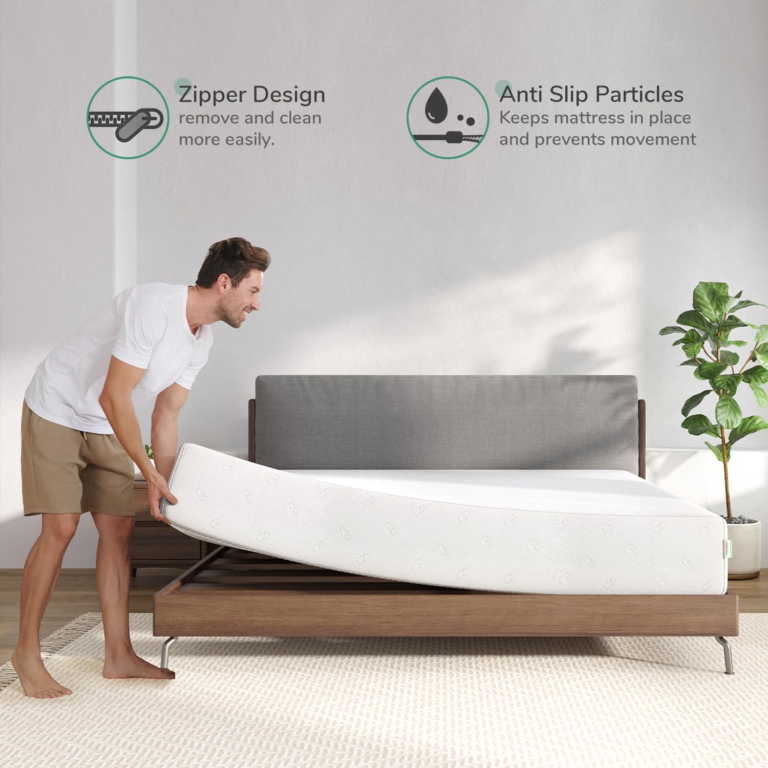 Colchón Novilla Queen, colchón queen size de espuma viscoelástica de 12 pulgadas con espuma cómoda para aliviar la presión, dormir fresco y fresco, funda de colchón extraíble y lavable, colchón de espuma viscoelástica Queen