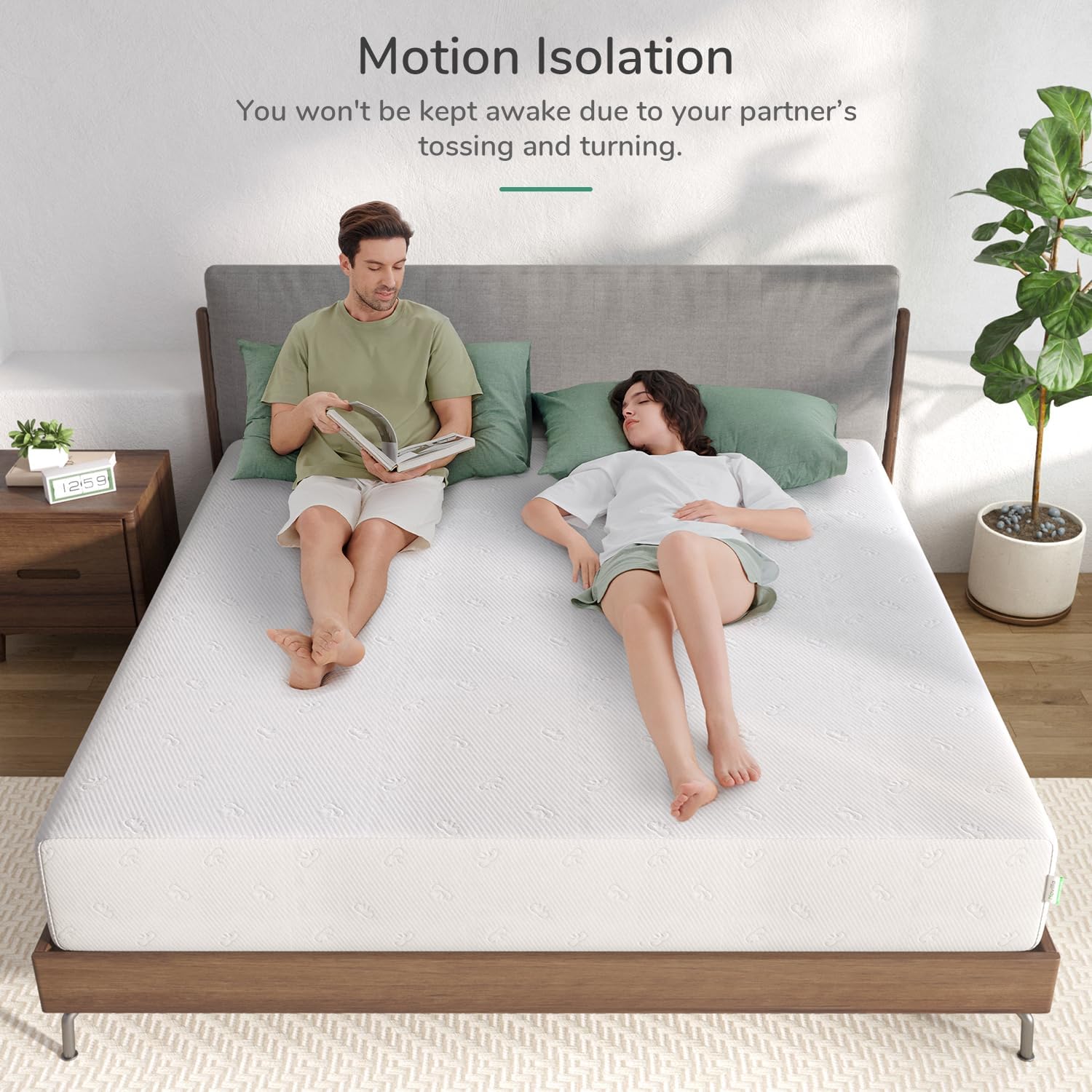Colchón Novilla Queen, colchón queen size de espuma viscoelástica de 12 pulgadas con espuma cómoda para aliviar la presión, dormir fresco y fresco, funda de colchón extraíble y lavable, colchón de espuma viscoelástica Queen