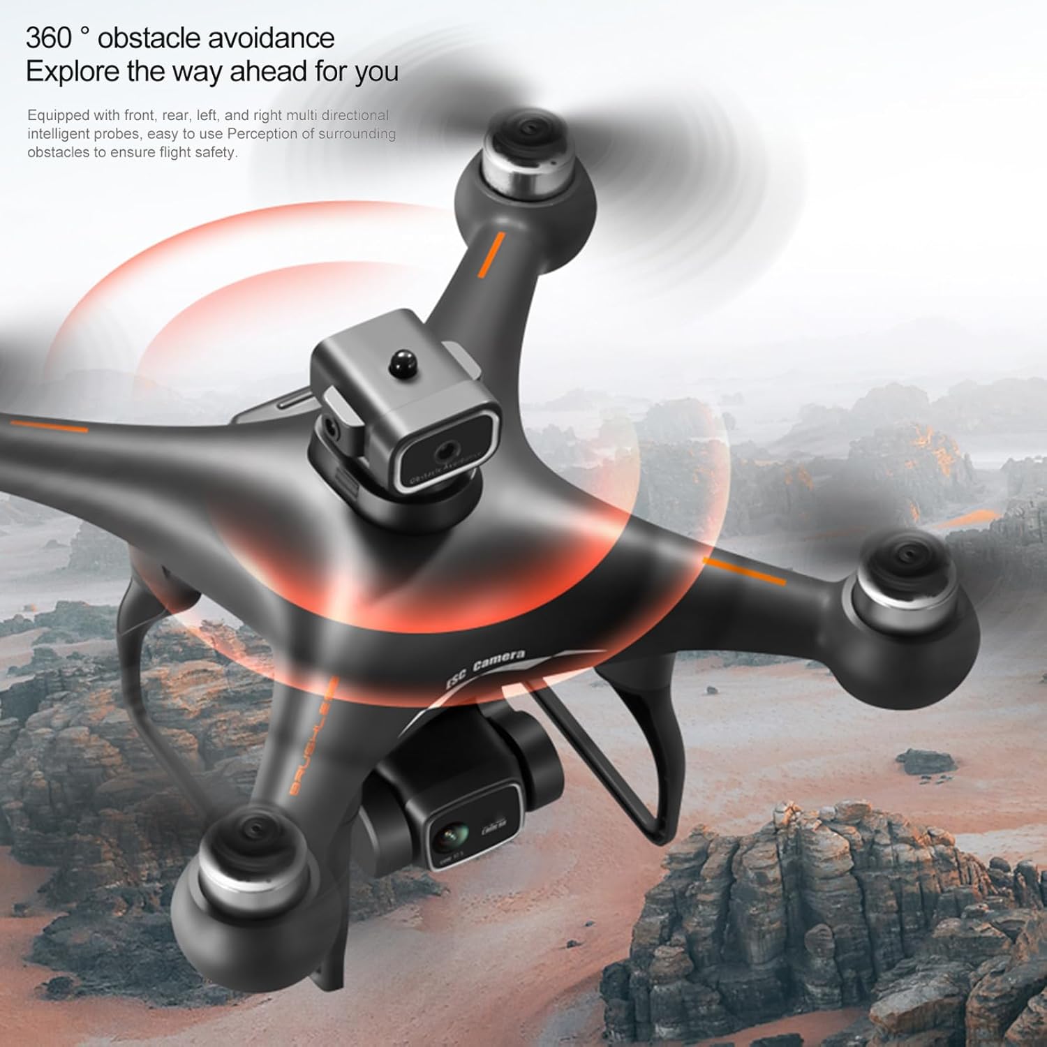 طائرة بدون طيار GoolRC S116 مع كاميرا 4K للبالغين، طائرة رباعية المراوح RC مع تجنب العوائق، تدفق بصري، مسار طيران، وضع بدون رأس، مستشعر جاذبية، محرك بدون فرشاة، حقيبة تخزين وبطاريتين (أسود)