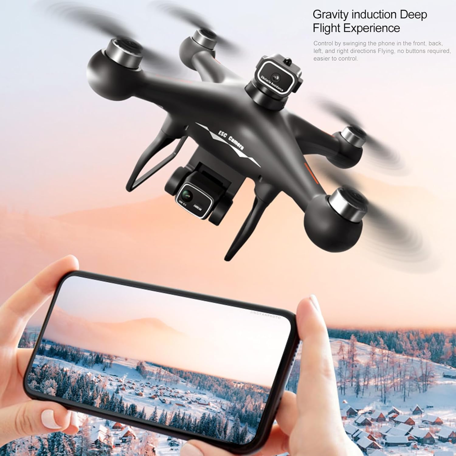 طائرة بدون طيار GoolRC S116 مع كاميرا 4K للبالغين، طائرة رباعية المراوح RC مع تجنب العوائق، تدفق بصري، مسار طيران، وضع بدون رأس، مستشعر جاذبية، محرك بدون فرشاة، حقيبة تخزين وبطاريتين (أسود)
