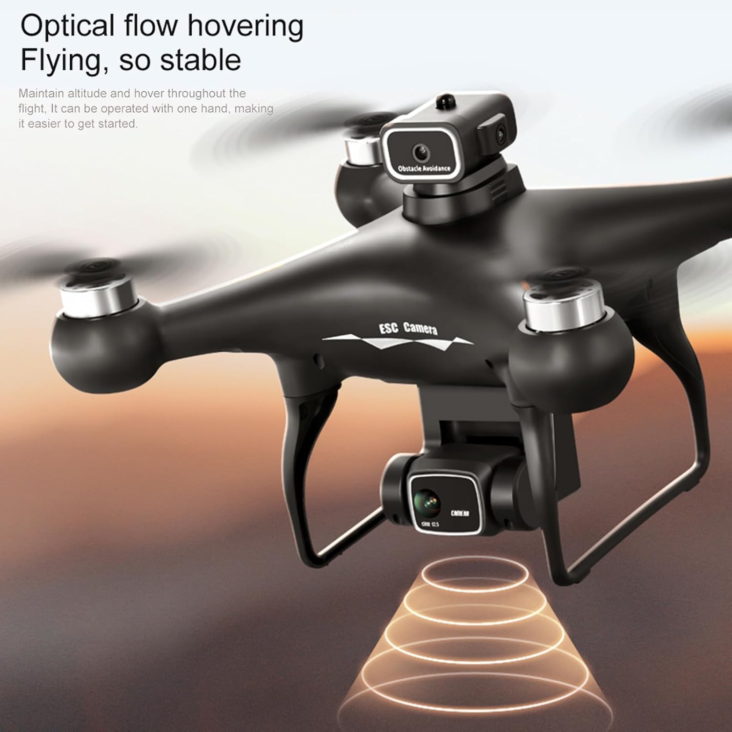 طائرة بدون طيار GoolRC S116 مع كاميرا 4K للبالغين، طائرة رباعية المراوح RC مع تجنب العوائق، تدفق بصري، مسار طيران، وضع بدون رأس، مستشعر جاذبية، محرك بدون فرشاة، حقيبة تخزين وبطاريتين (أسود)