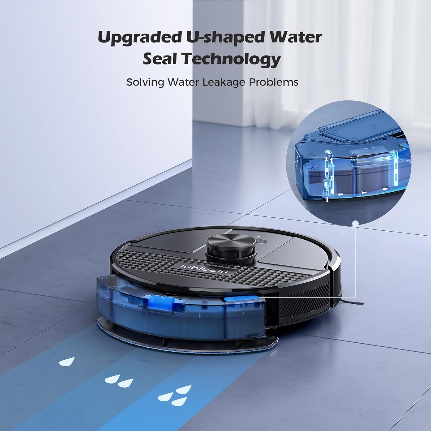 Aspirateur robot Lubluelu SL68 4500 Pa, combiné aspirateur robot 3 en 1 et serpillière, avec cartographie, navigation LiDAR, 5 cartes, 24 zones interdites, WiFi/App/Alexa, autochargeur, robot aspirateur pour poils d'animaux, tapis, sol dur