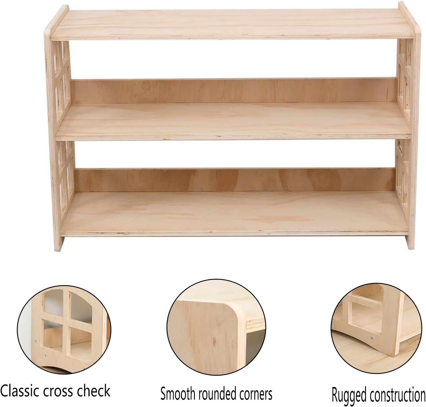 Montessori Bookshelf Toy Shelf Kids Storage Organizer for Toys Book Shelves for Kids Room Sturdy and Safe Toddler Wood Classroom Furniture Bookcases (3Tier) · v6