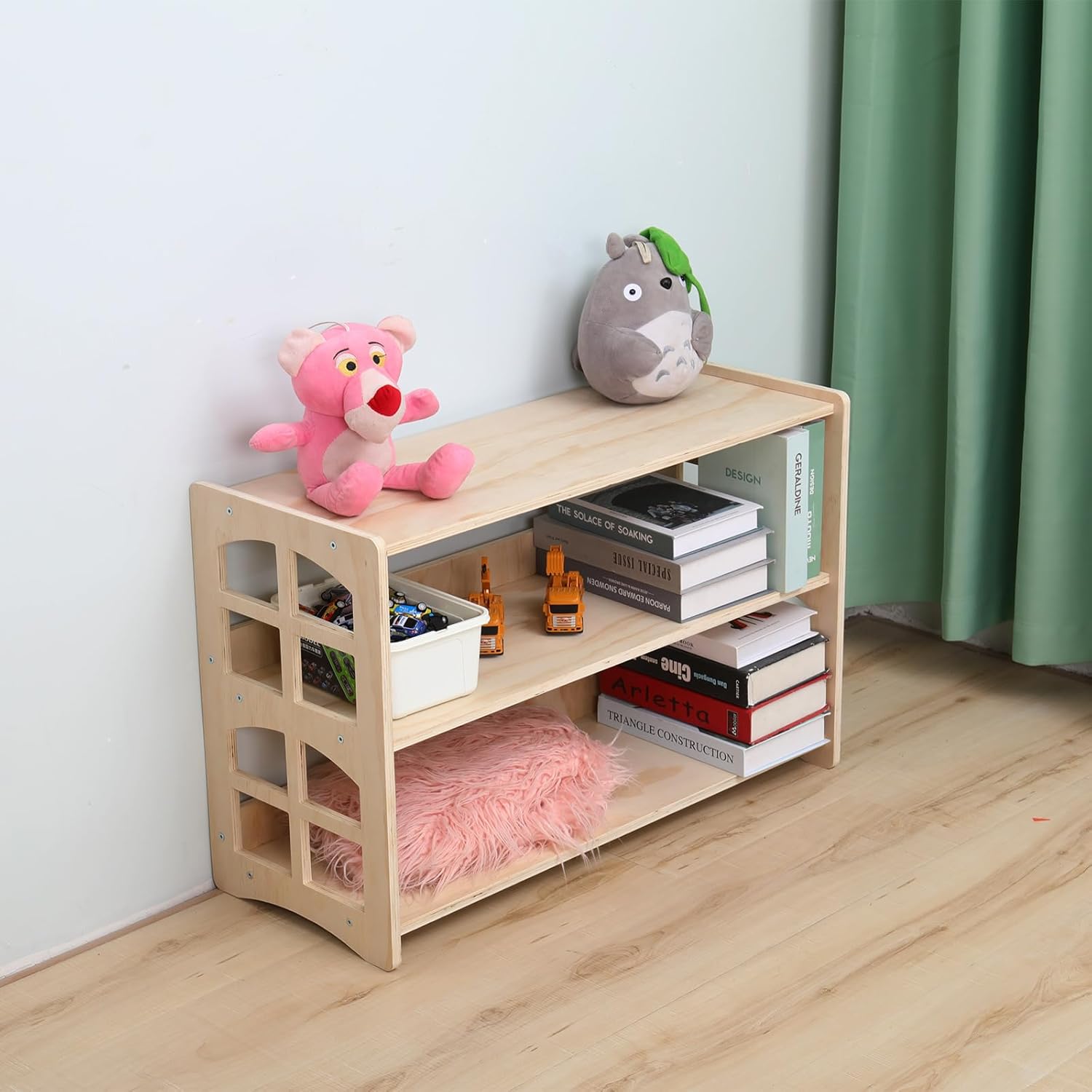 Montessori Bookshelf Toy Shelf Kids Storage Organizer for Toys Book Shelves for Kids Room Sturdy and Safe Toddler Wood Classroom Furniture Bookcases (3Tier) · v6