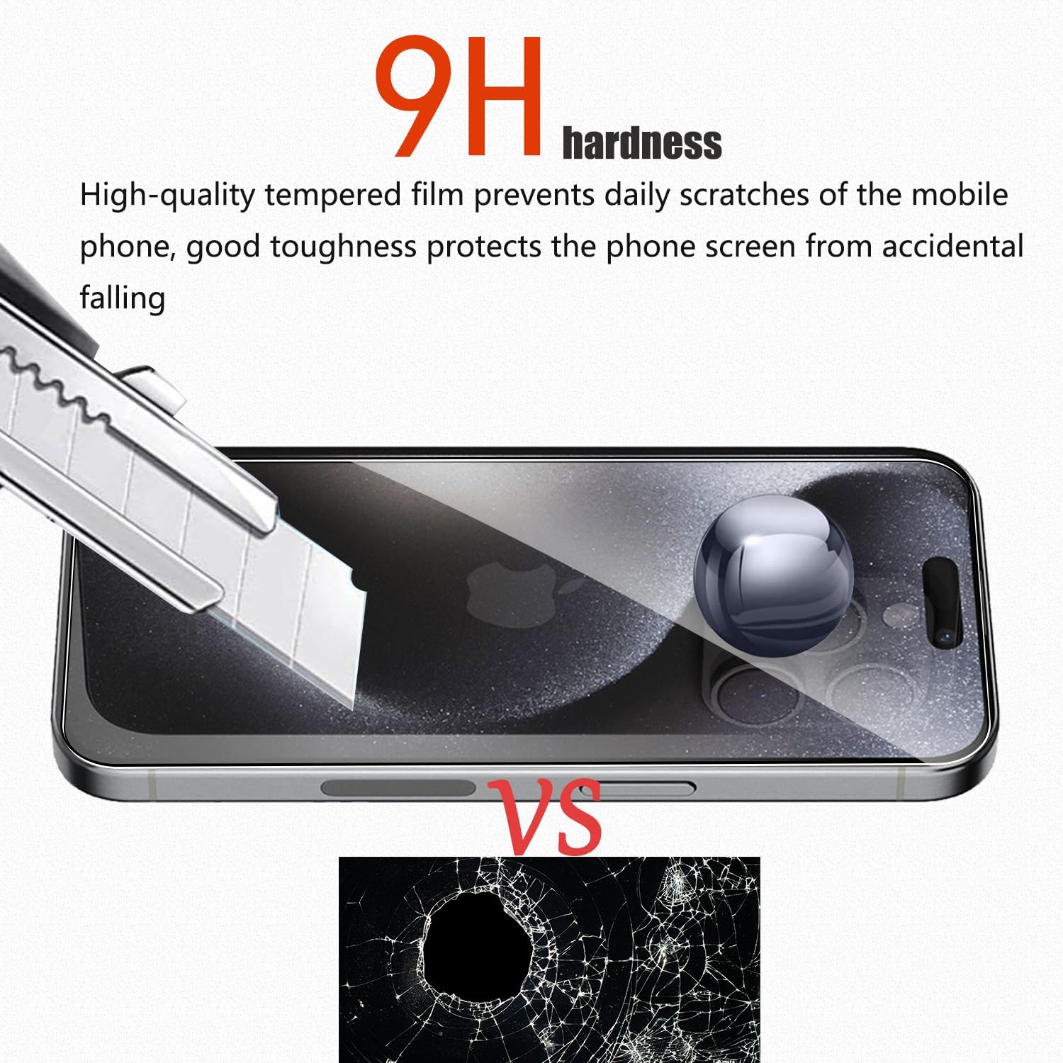 Displayschutz für Vorder- und Rückseite, kompatibel mit iPhone 15 Pro 6,1 Zoll, 2 Stück Frontschutz, 2 Stück Rückenschutz, 2 Stück Kameraobjektivschutz mit Ausrichtwerkzeug