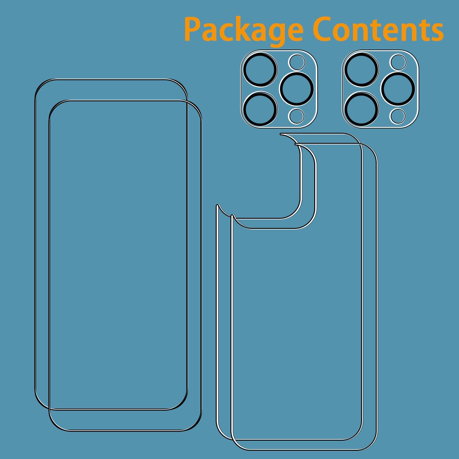 Displayschutz für Vorder- und Rückseite, kompatibel mit iPhone 15 Pro 6,1 Zoll, 2 Stück Frontschutz, 2 Stück Rückenschutz, 2 Stück Kameraobjektivschutz mit Ausrichtwerkzeug