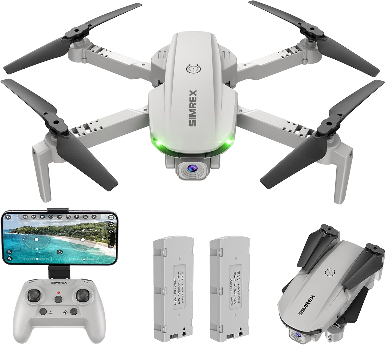 Drone con telecamera FPV 1080P per adulti - Drone quadricottero con stabilità al passaggio del mouse, mini droni pieghevoli con avvio con un tasto, Waypoint Fly, modalità Headless, Auto-Follow, 3D Flip, 3 velocità, 2 batterie, facile per principianti