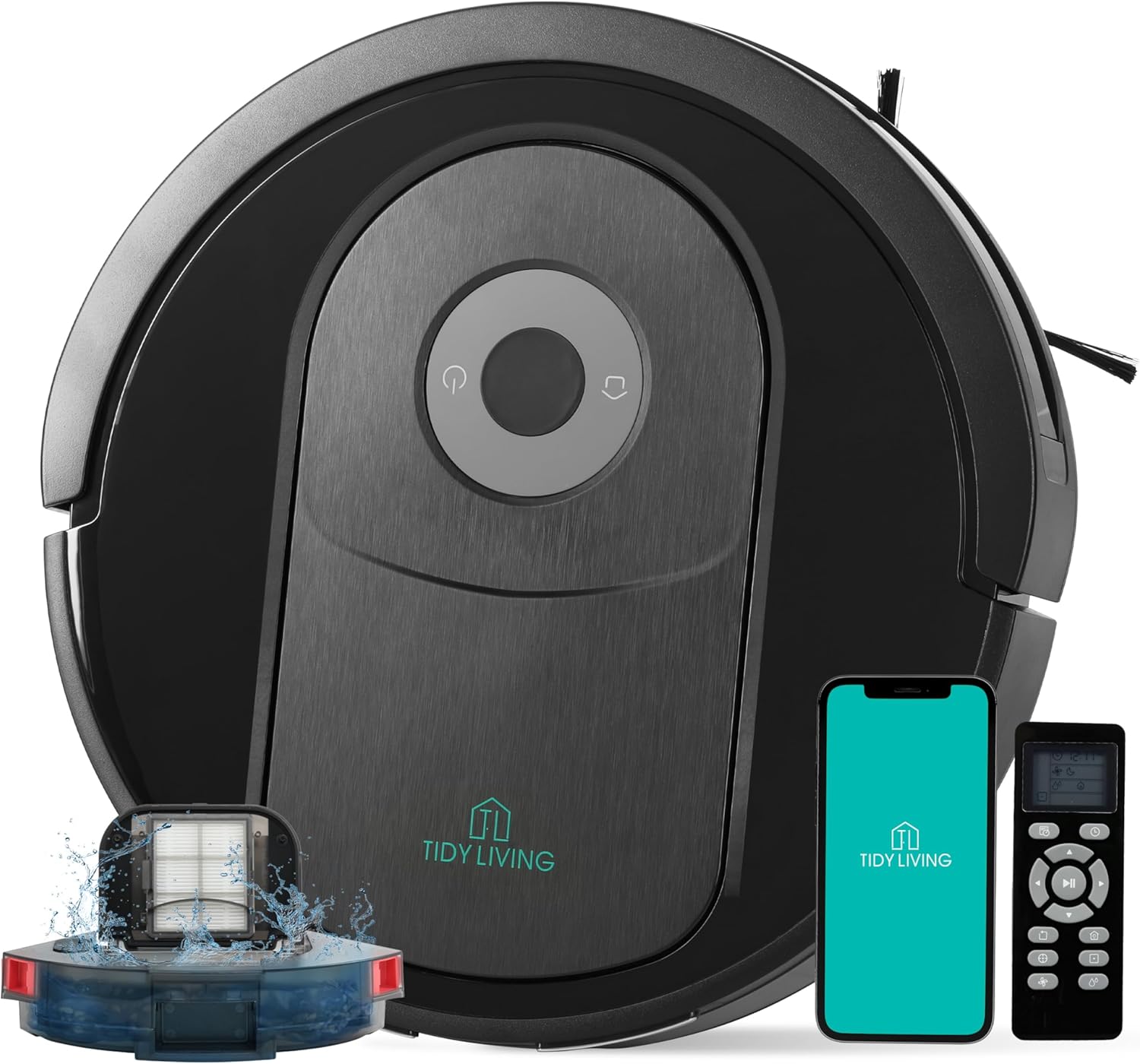 Robot aspirapolvere e mocio combinato, robot aspirapolvere automatico da 4000 pa con serbatoio d'acqua e pattumiera, robot aspirapolvere intelligente a ricarica automatica compatibile con APP, perfetto per peli di animali domestici, pavimenti duri e moquette