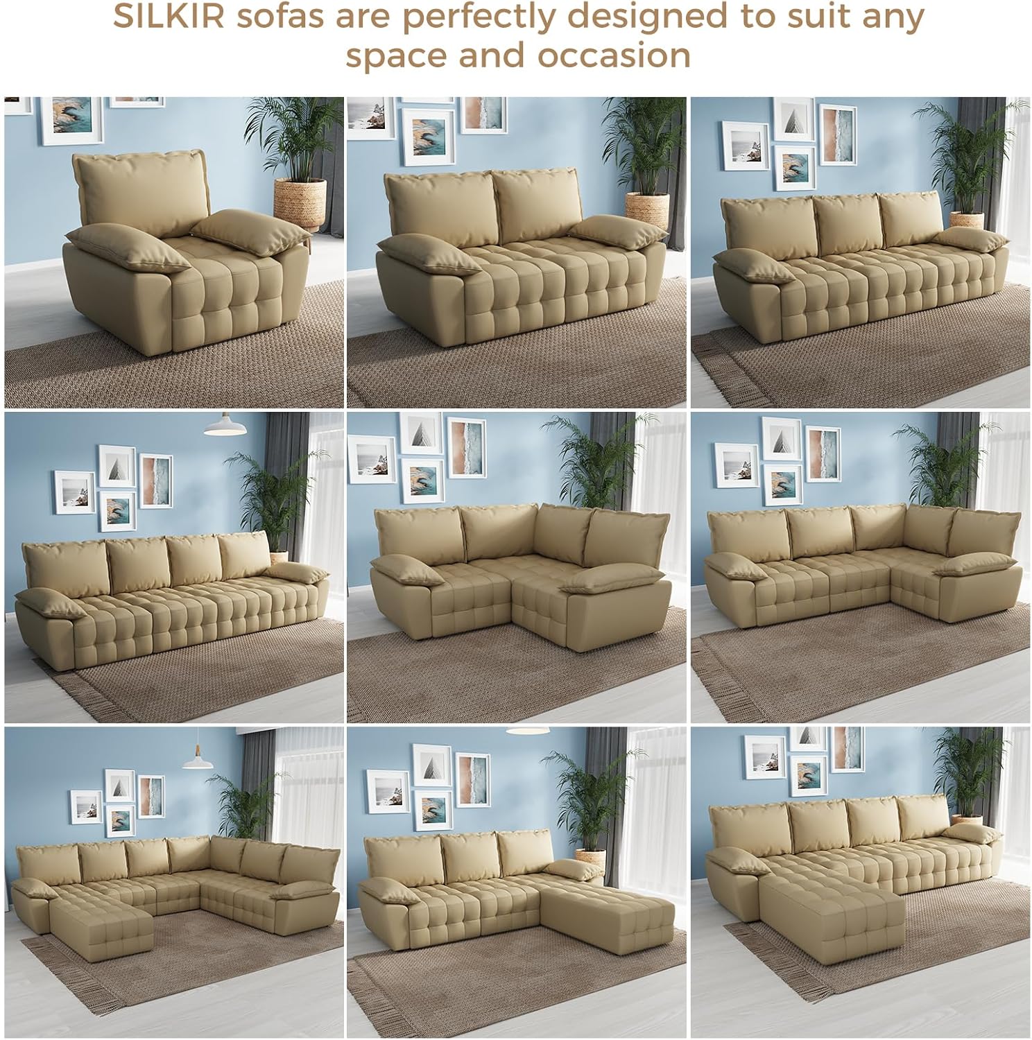 Modular Convertible Sofa with Chaise Living Room Couch Sectional, Polyurethane, loveseat Mustard Gold · v3