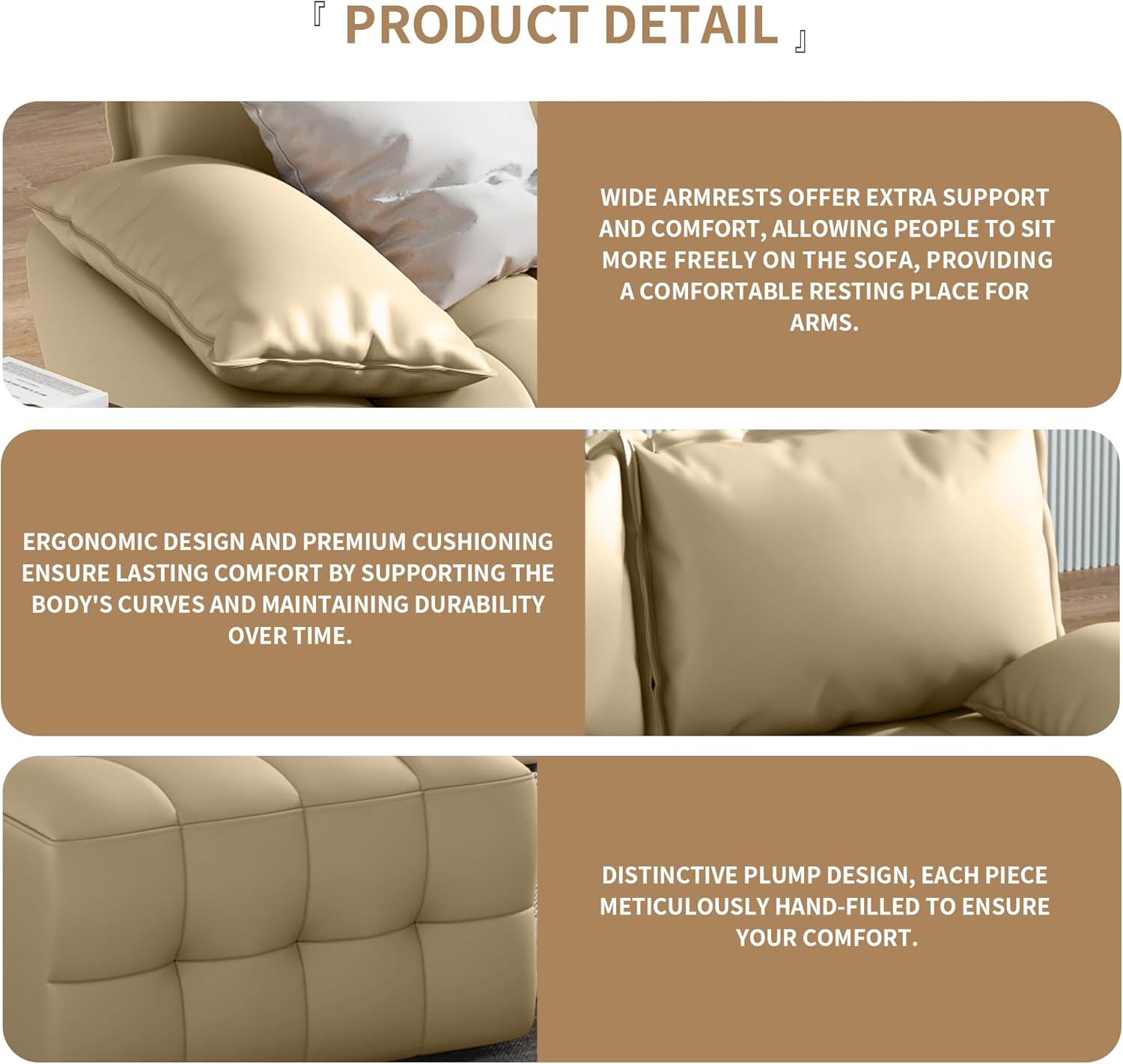 Modular Convertible Sofa with Chaise Living Room Couch Sectional, Polyurethane, loveseat Mustard Gold · v3