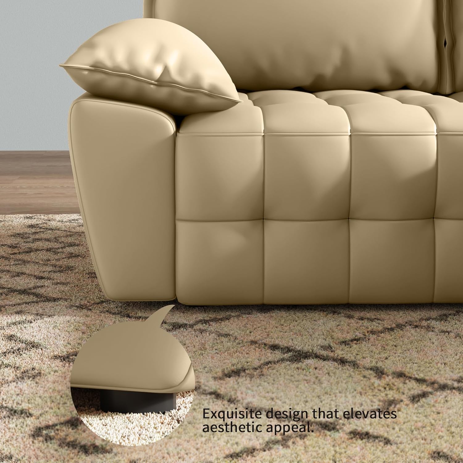 Modular Convertible Sofa with Chaise Living Room Couch Sectional, Polyurethane, loveseat Mustard Gold · v3