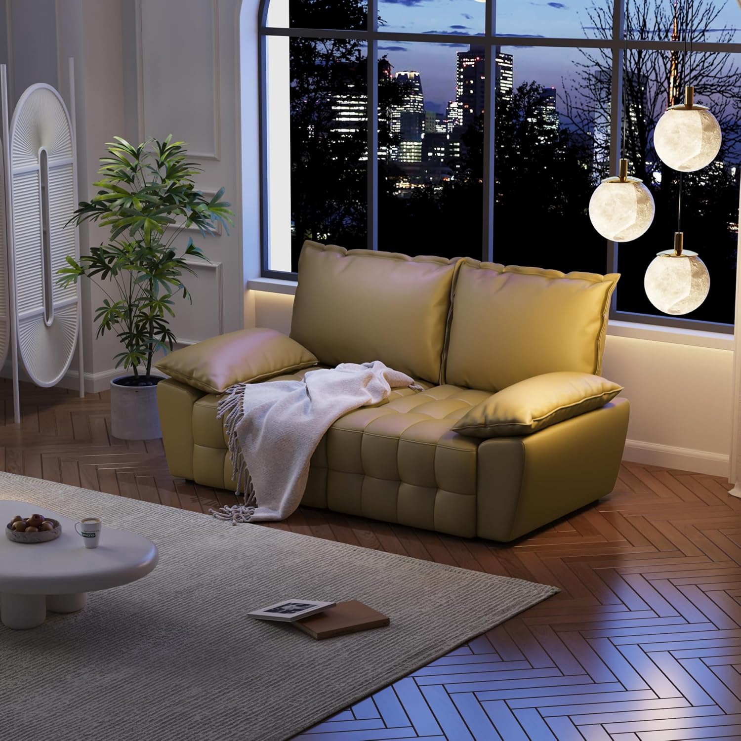 Modular Convertible Sofa with Chaise Living Room Couch Sectional, Polyurethane, loveseat Mustard Gold · v3