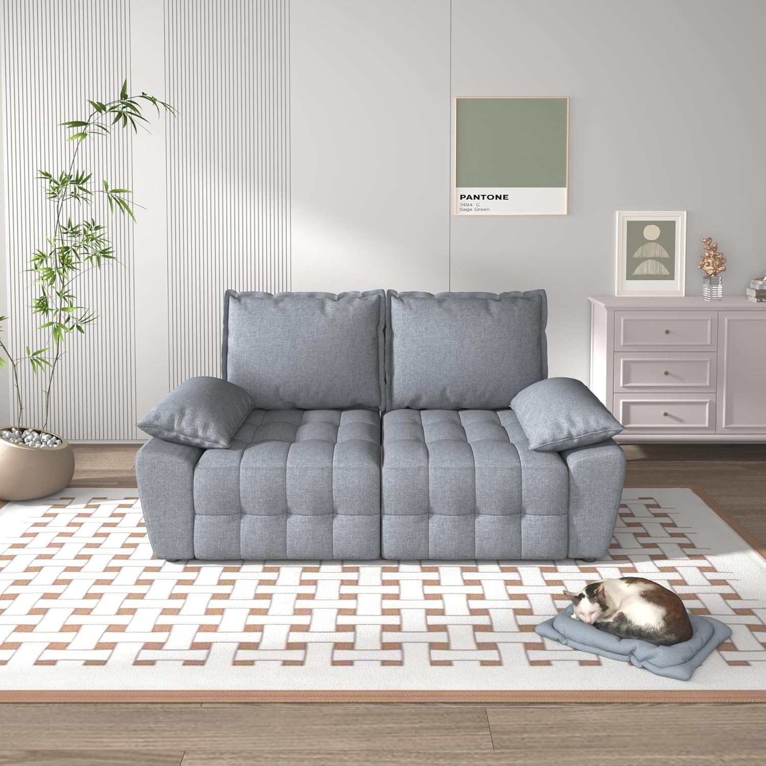 Modular Convertible Sofa with Chaise Living Room Couch Sectional, Fabric, loveseat Grey · v2