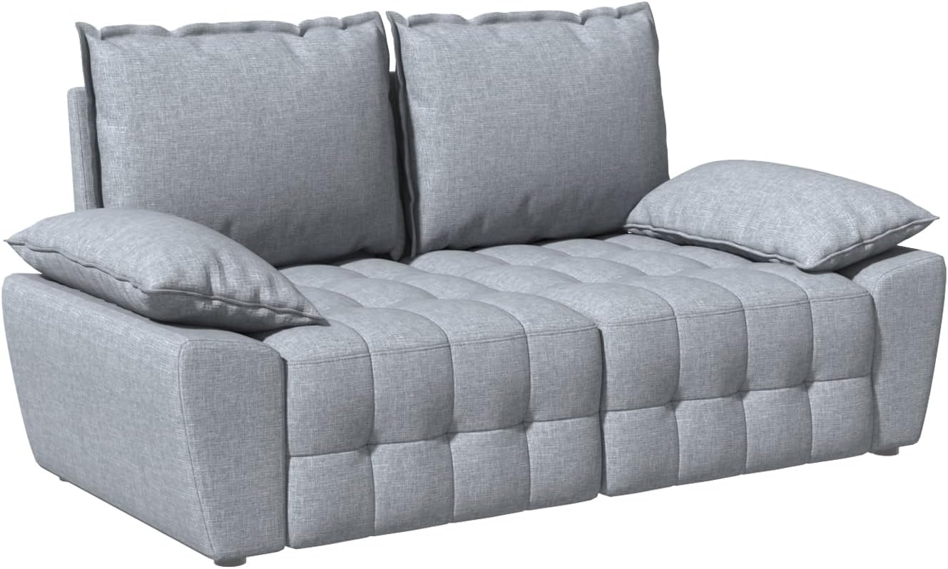 Sofá modular convertible con diván, sofá de sala de estar, seccional, tela, sofá de dos plazas, gris