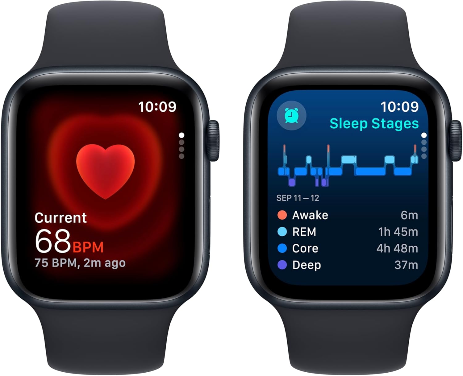 Apple Watch SE GPS 44mm Midnight Aluminum Case with Midnight Sport Band - M/L · v10