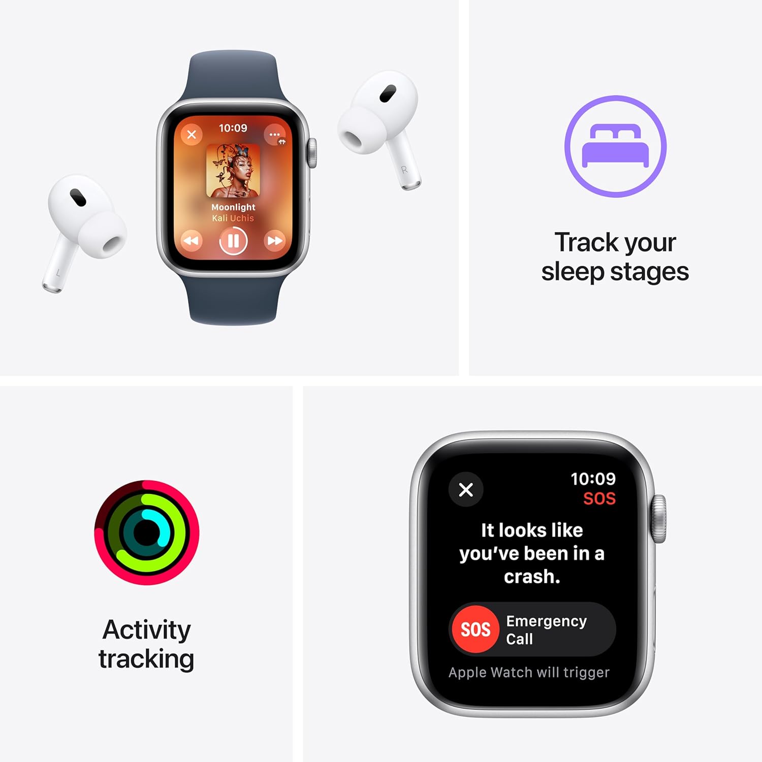 Apple Watch SE GPS 44mm Midnight Aluminum Case with Midnight Sport Band - M/L · v10