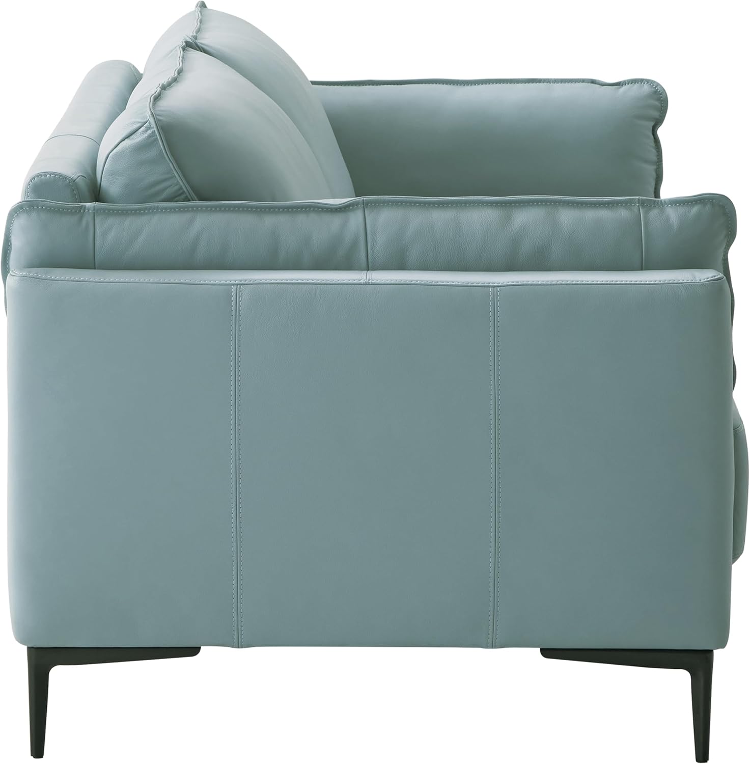 Acme Mesut Leather Upholstered Sofa in Light Blue and Black · v2
