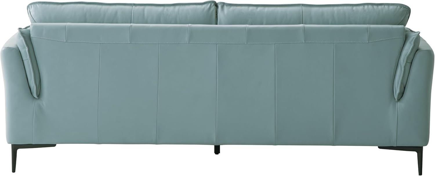 Acme Mesut Leather Upholstered Sofa in Light Blue and Black · v2