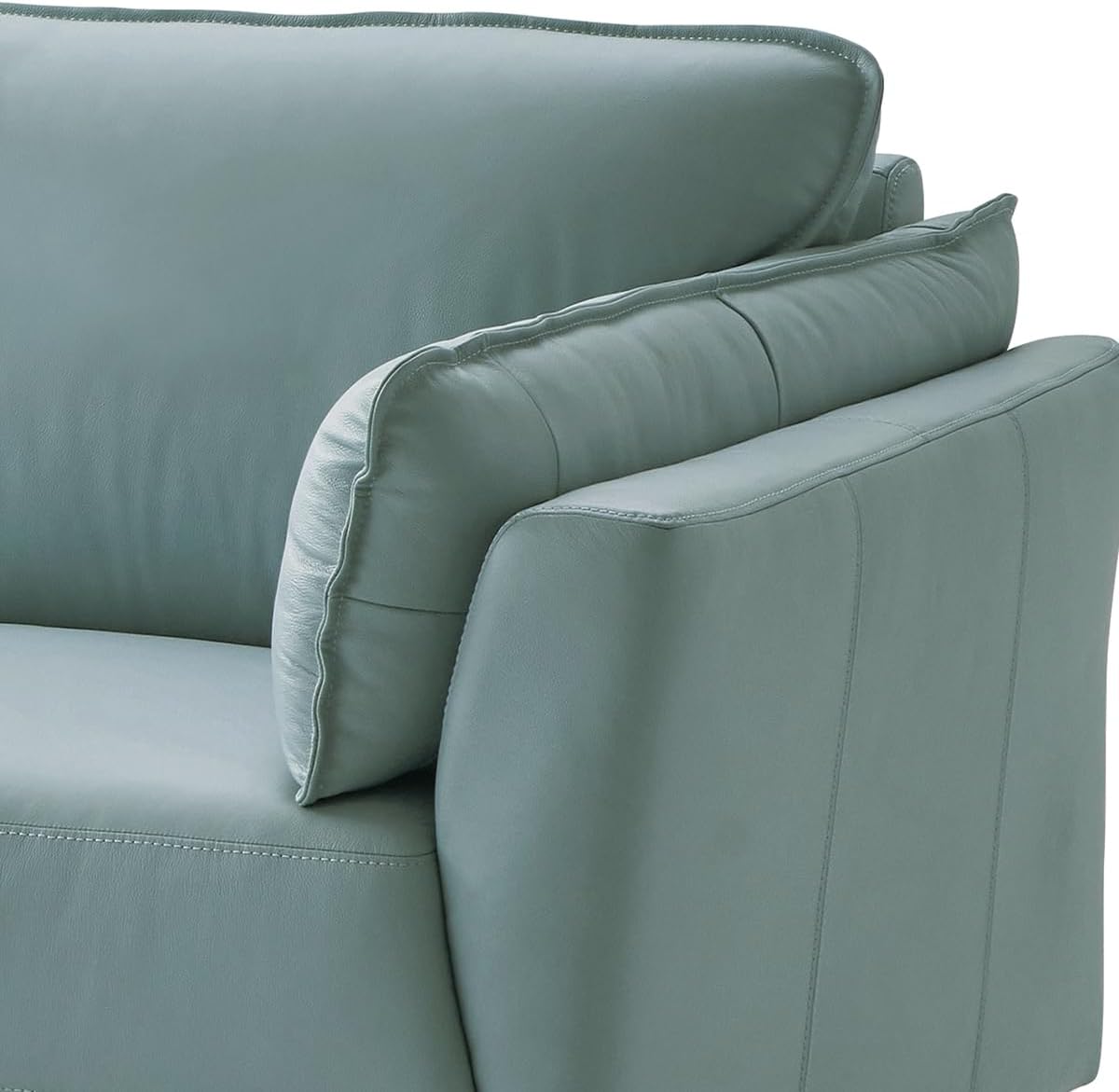 Acme Mesut Leather Upholstered Sofa in Light Blue and Black · v2