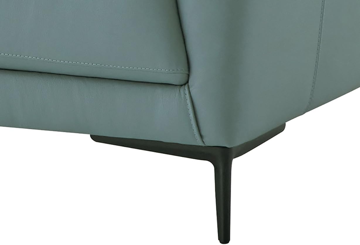 Acme Mesut Leather Upholstered Sofa in Light Blue and Black · v2