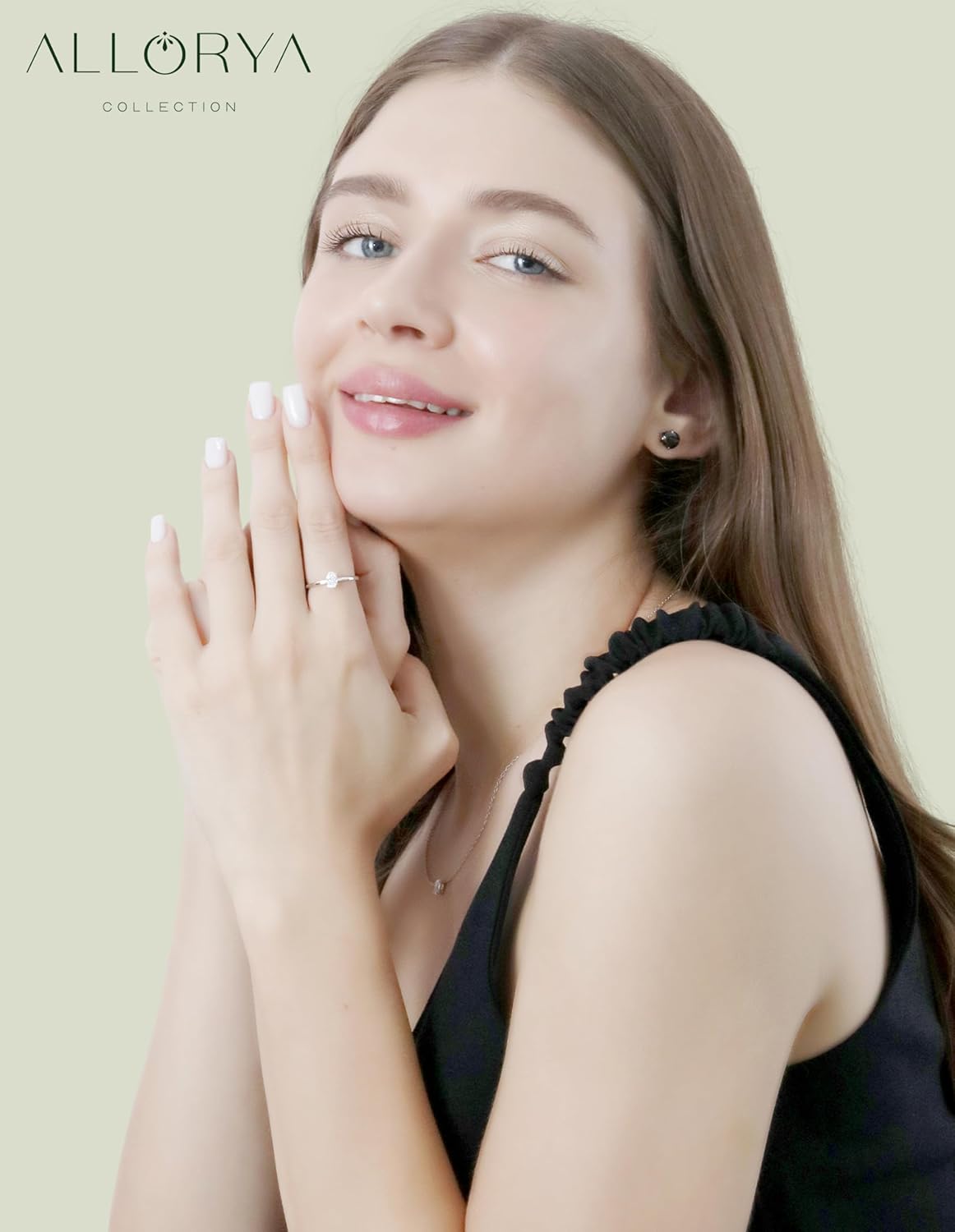 แหวนโซลิแทร์ 0.50 กะรัต เพชรสีขาวบริสุทธิ์จากห้องปฏิบัติการหรือคิวบิกเซอร์โคเนียสำหรับผู้หญิงในเงินสเตอร์ลิง 925
