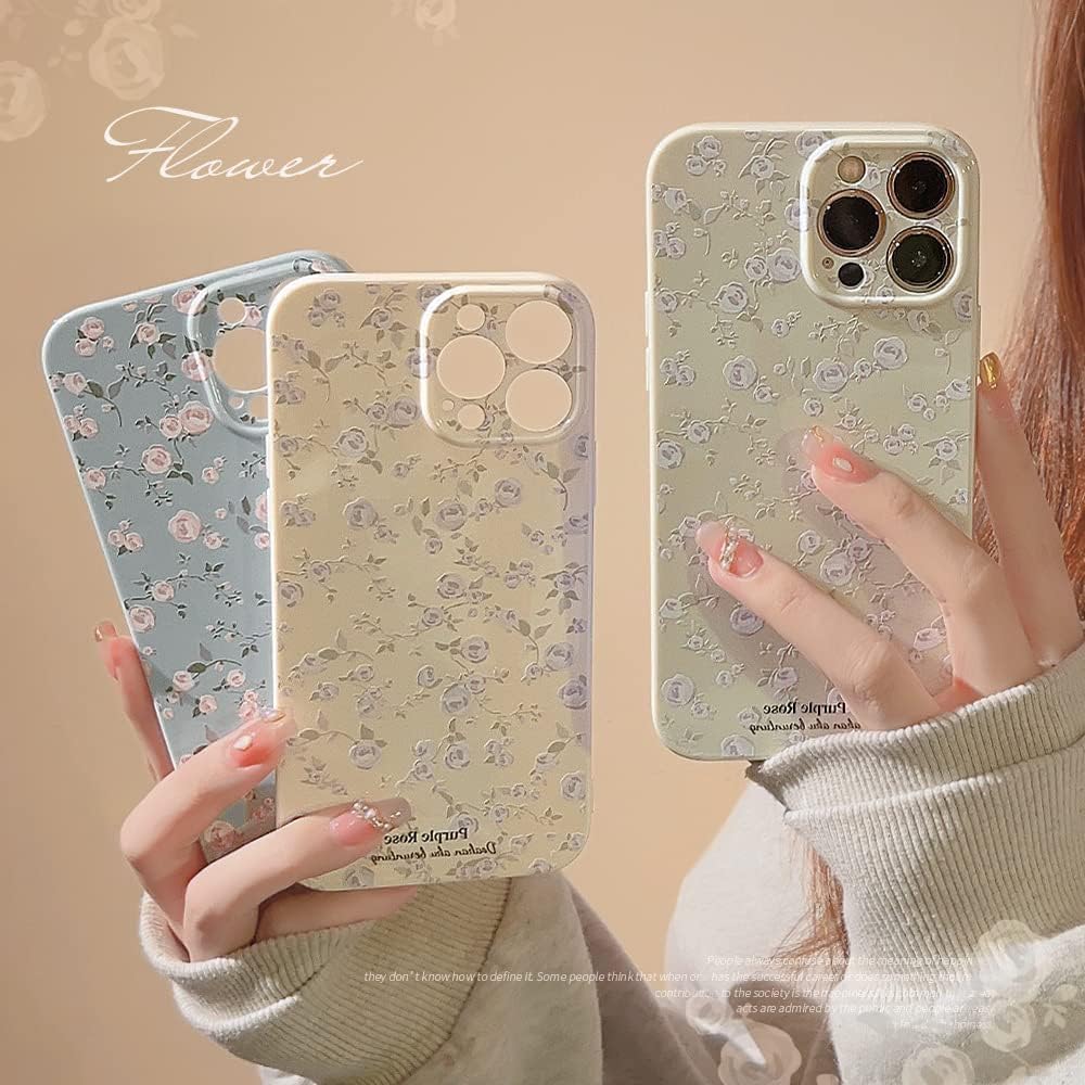 Ownest Kompatibel mit iPhone 14 Pro Max Hülle, Vintage-Blumenmuster, niedliches Design für Damen und Mädchen, modisch, schlank, weich, flexibel, TPU-Gummi für iPhone 14 Pro, Max-Weiß