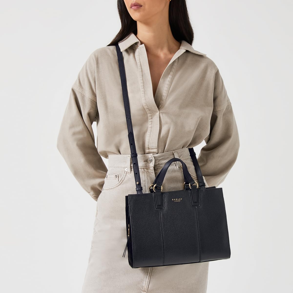 RADLEY London Bedford Square กระเป๋าสะพายข้างทรงสี่เหลี่ยมมีซิปขนาดกลางสำหรับผู้หญิง - กระเป๋าหนังสะพายข้าง กระเป๋าถือขนาดกลางที่เหมาะ