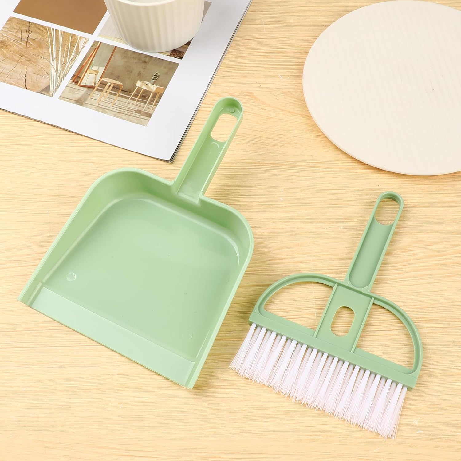 WLLHYF Mini Broom and Dustpan Set Portable Small Cleaning Broom and Dustpan Set for Home Hangable Whisk Broom Hand Dustpan and Brush Set for Table Desk Key Board Office Daily Cleaning Necessity