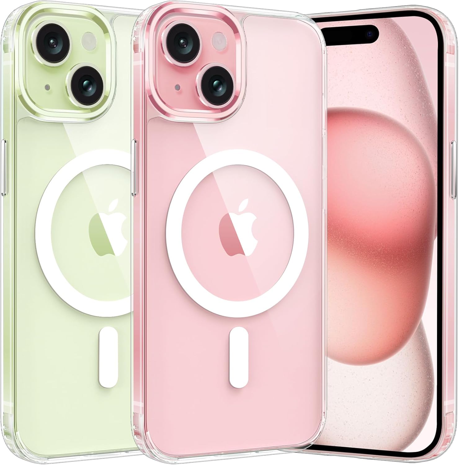 FNTCASE for iPhone 15-Plus Phone Case: Clear Case Military Grade Shockproof Protective Magnetic Cell Phone Cover, Anti Yellowing Scratch-Resistant Drop Proof Phonecase for iPhone 15-Plus 5G 6.7 inch