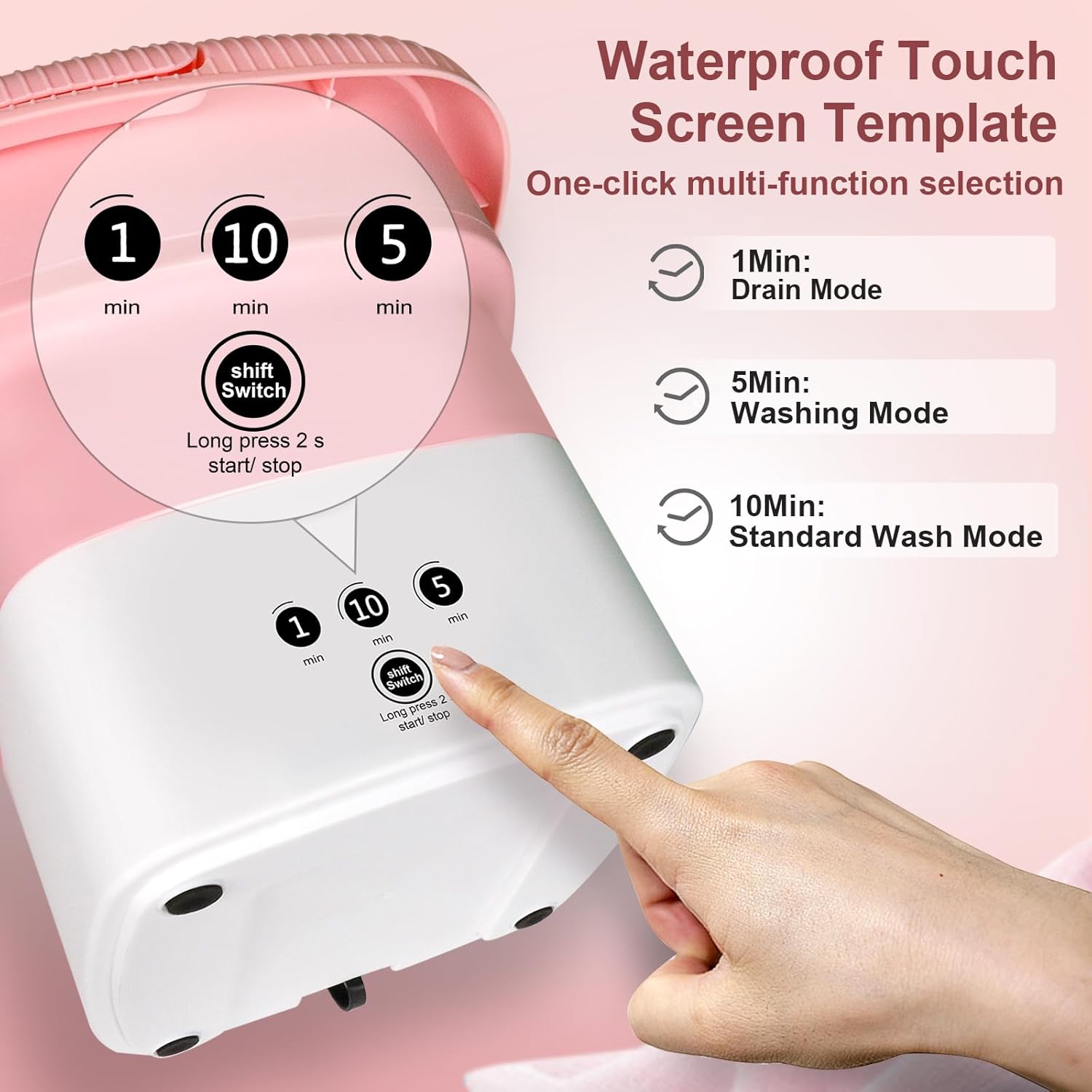 Mini Portable Washer Washing Machine and Dryer 6.5L Small Washing Machine Protable Foldable Laundry Washer Machine Safe water  Save Energy Mini Travel Laundry for Apartments, Dorm, Camping, RV(Pink) · v2