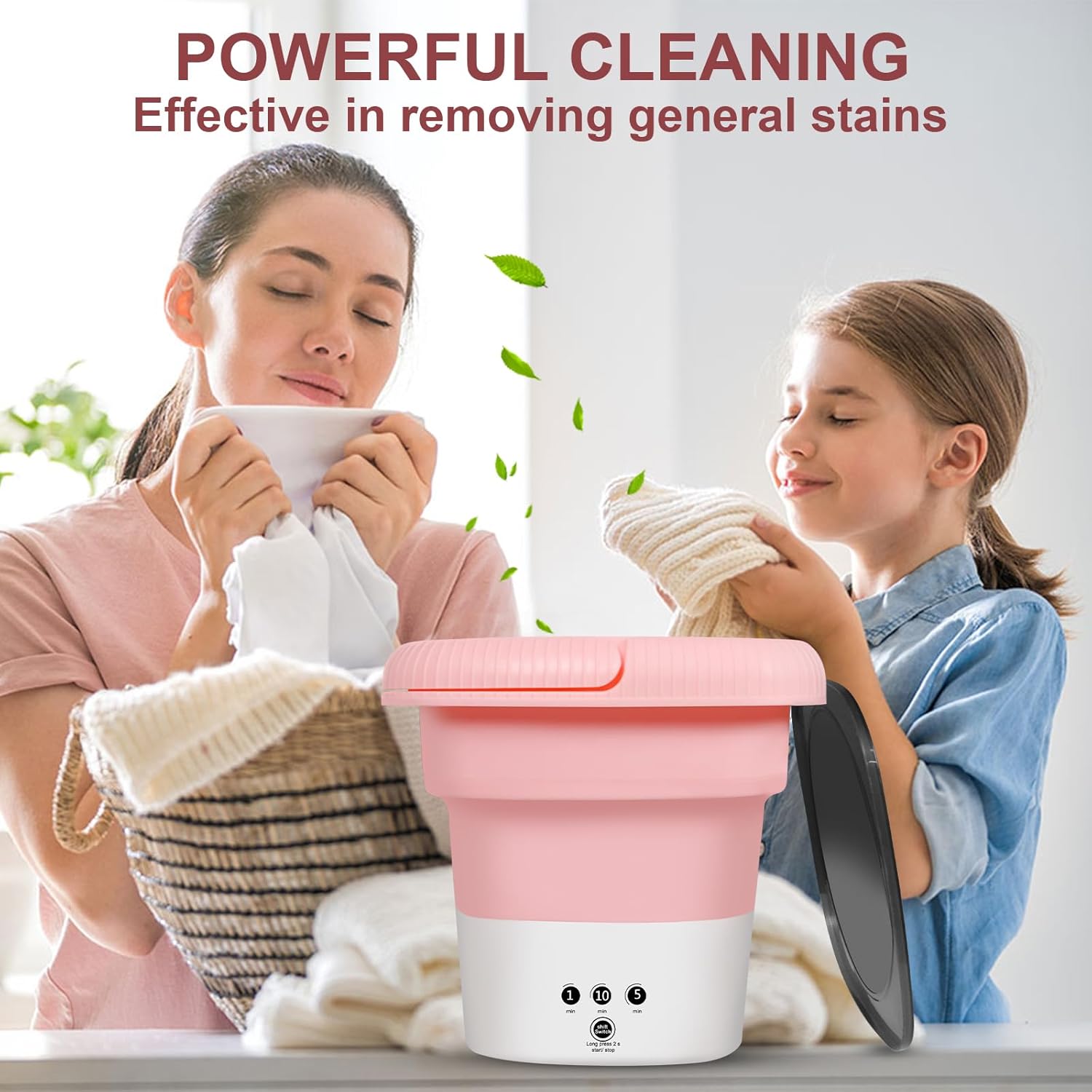 Mini Portable Washer Washing Machine and Dryer 6.5L Small Washing Machine Protable Foldable Laundry Washer Machine Safe water  Save Energy Mini Travel Laundry for Apartments, Dorm, Camping, RV(Pink) · v2