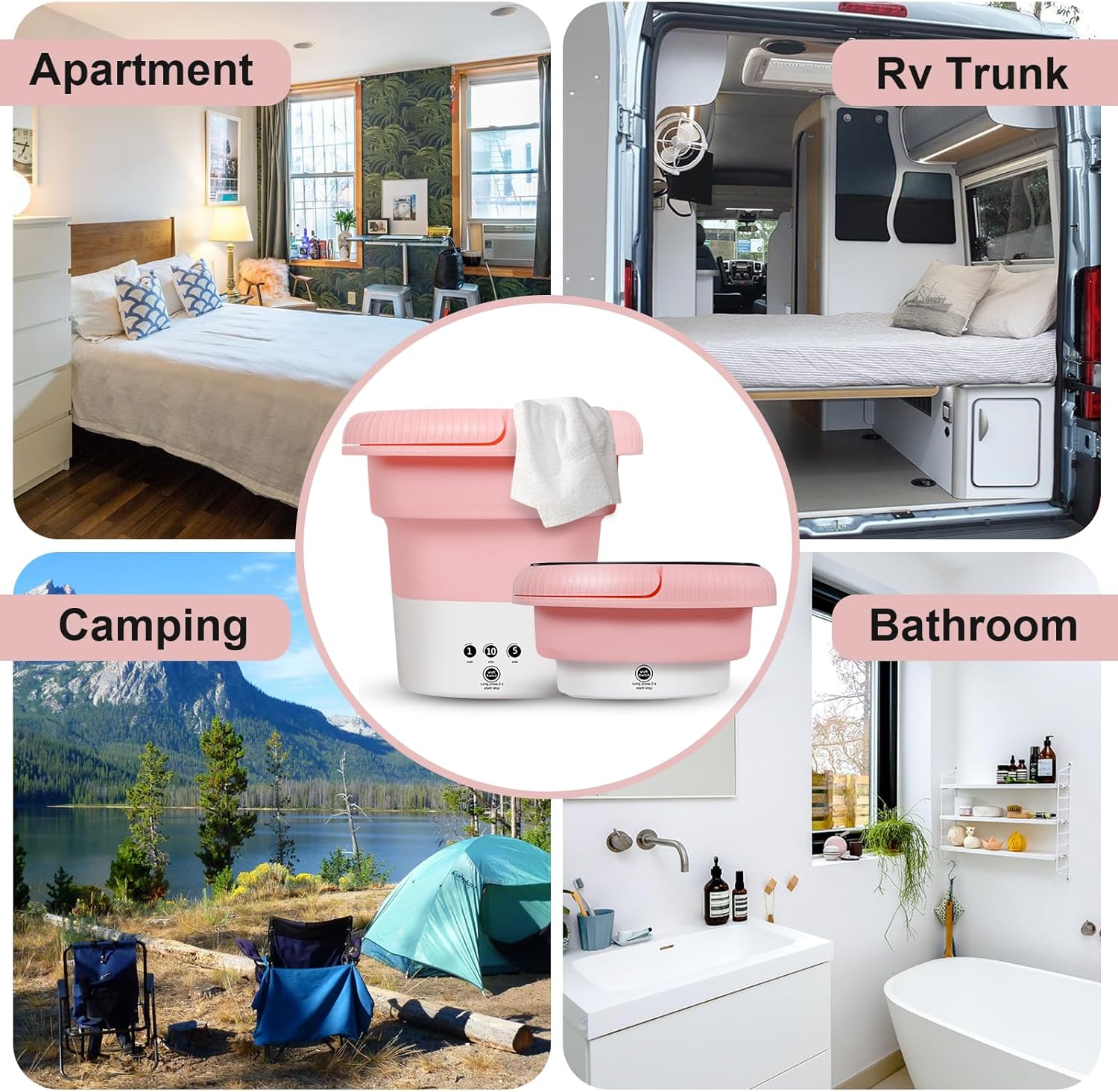 Mini Portable Washer Washing Machine and Dryer 6.5L Small Washing Machine Protable Foldable Laundry Washer Machine Safe water  Save Energy Mini Travel Laundry for Apartments, Dorm, Camping, RV(Pink) · v2