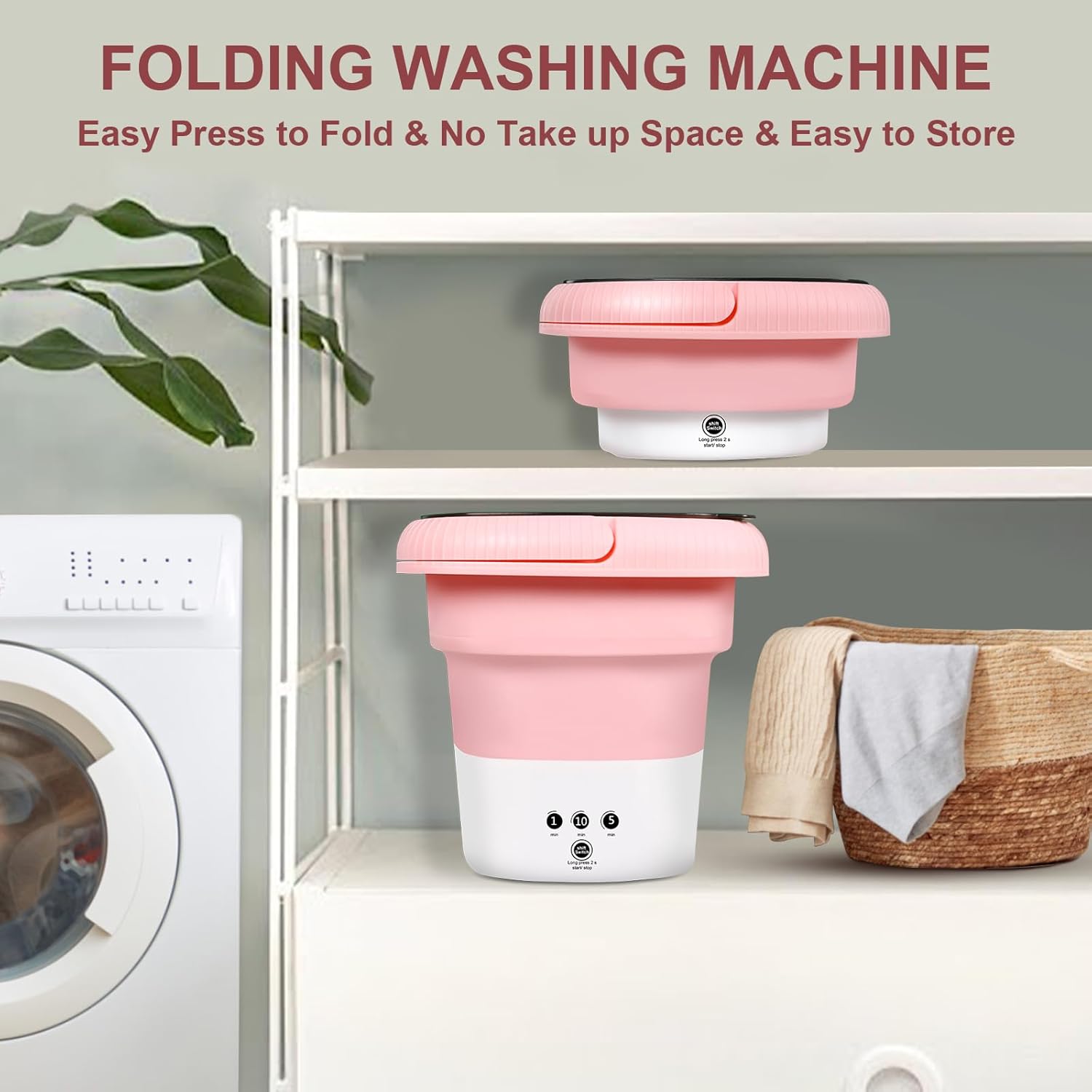 Mini Portable Washer Washing Machine and Dryer 6.5L Small Washing Machine Protable Foldable Laundry Washer Machine Safe water  Save Energy Mini Travel Laundry for Apartments, Dorm, Camping, RV(Pink) · v2