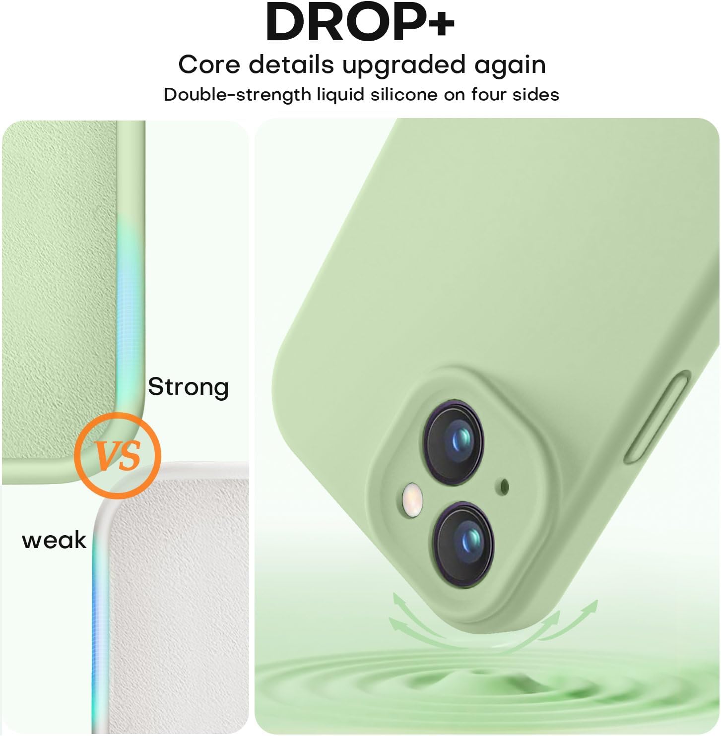 Vooii Compatible with iPhone 13 Case, Liquid Silicone Upgrade [Camera Protection] [Soft Anti-Scratch Microfiber Lining] Shockproof Phone Case for iPhone 13 6.1 inch - Matcha · v2